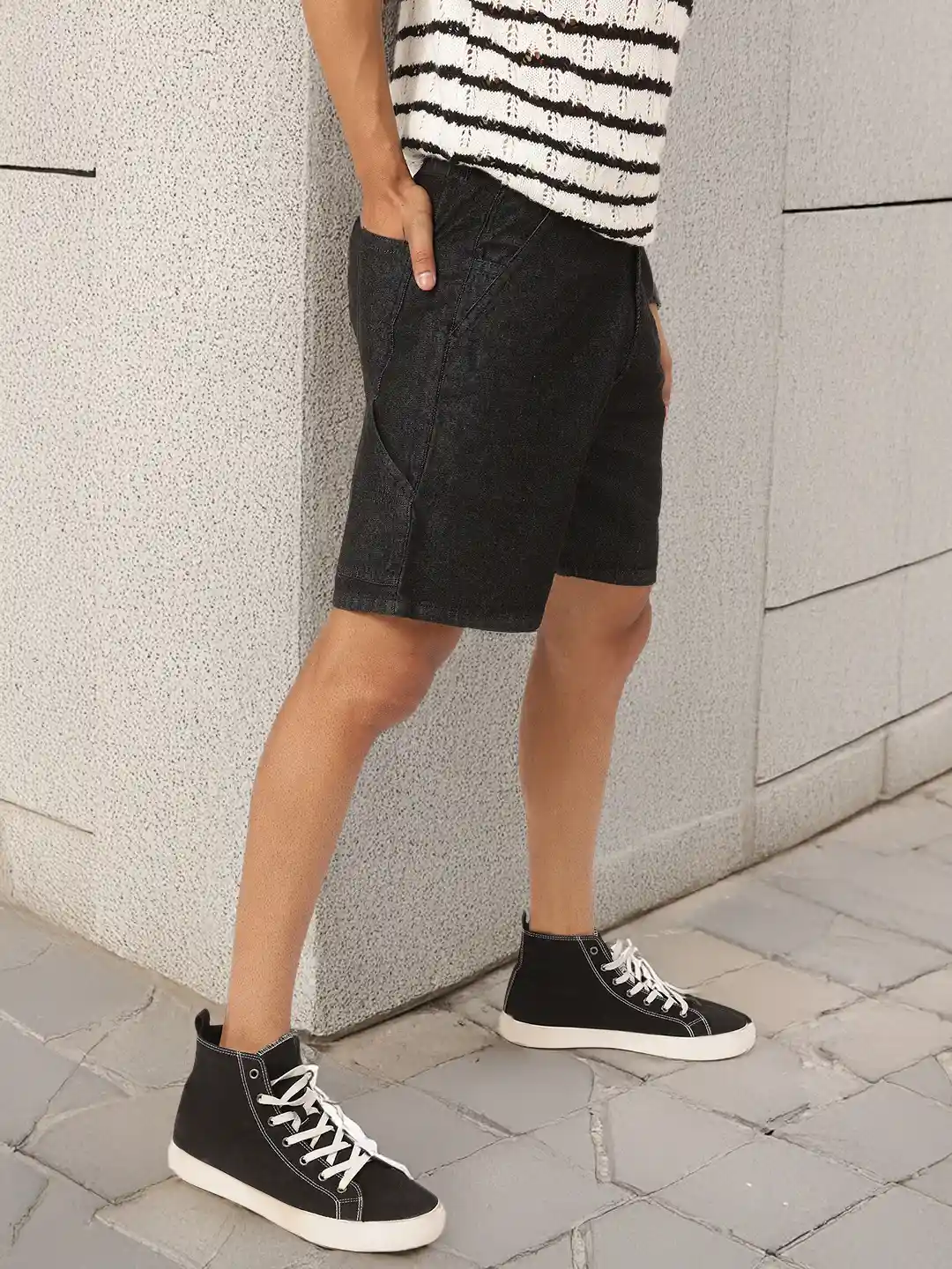 Kook N Keech Men Washed Effect Denim Shorts