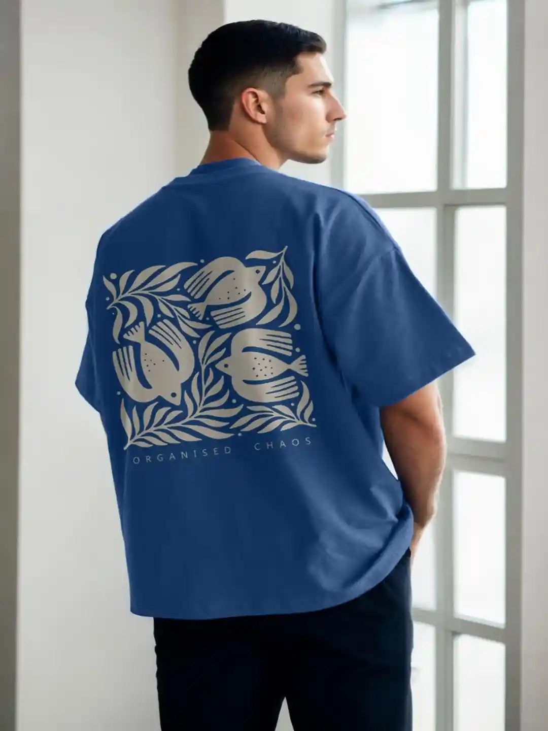 NOBERO Graphic Printed Drop-Shoulder Sleeves Cotton Oversized T-shirt