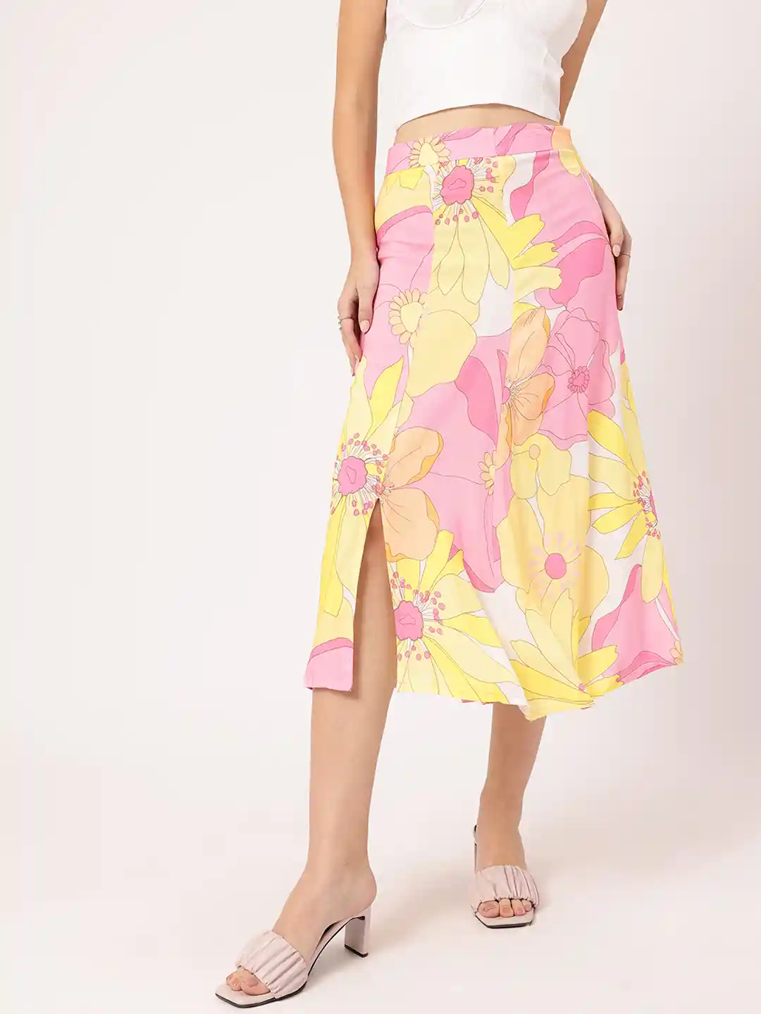 Side Slit Skirt Ladies Pink Midi Skirt Buy Dusty Pink Skirts For