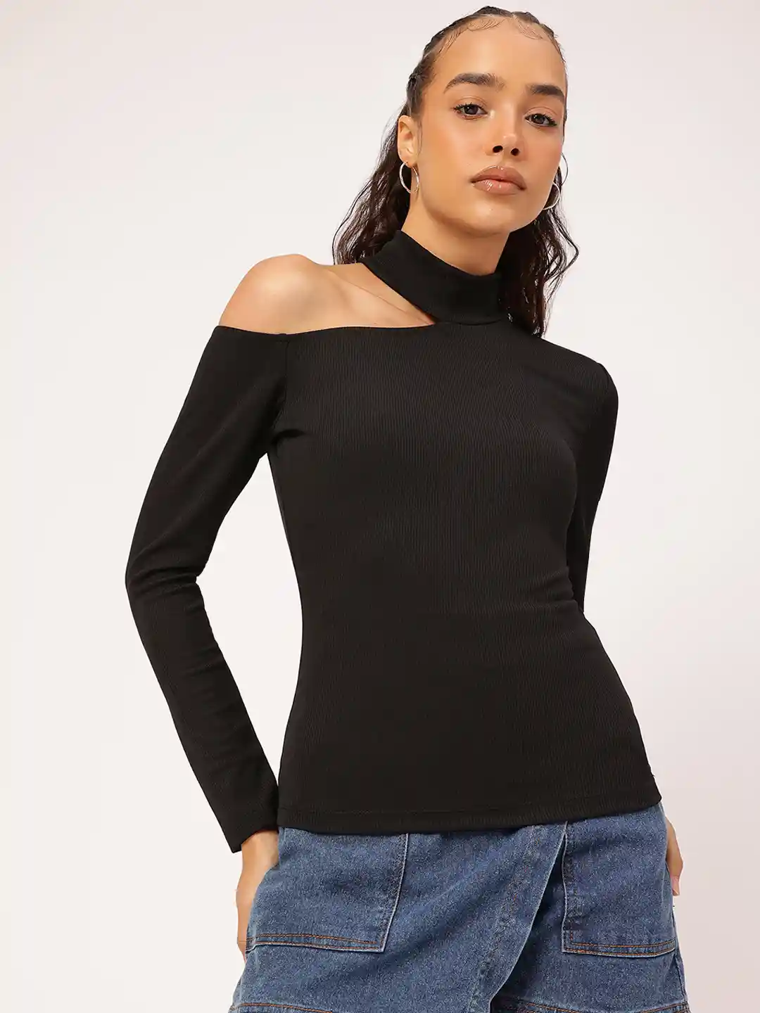 Buy DressBerry Ribbed Knit One Shoulder Top Tops for Women