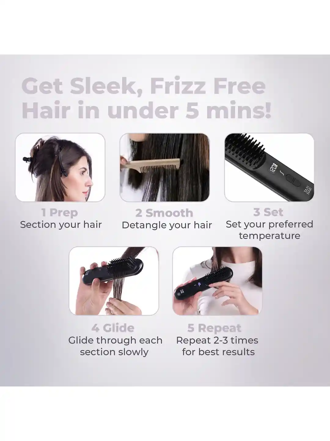 Buy TASH HAIR Glide Cordless Hair Straightener Brush with Ionic