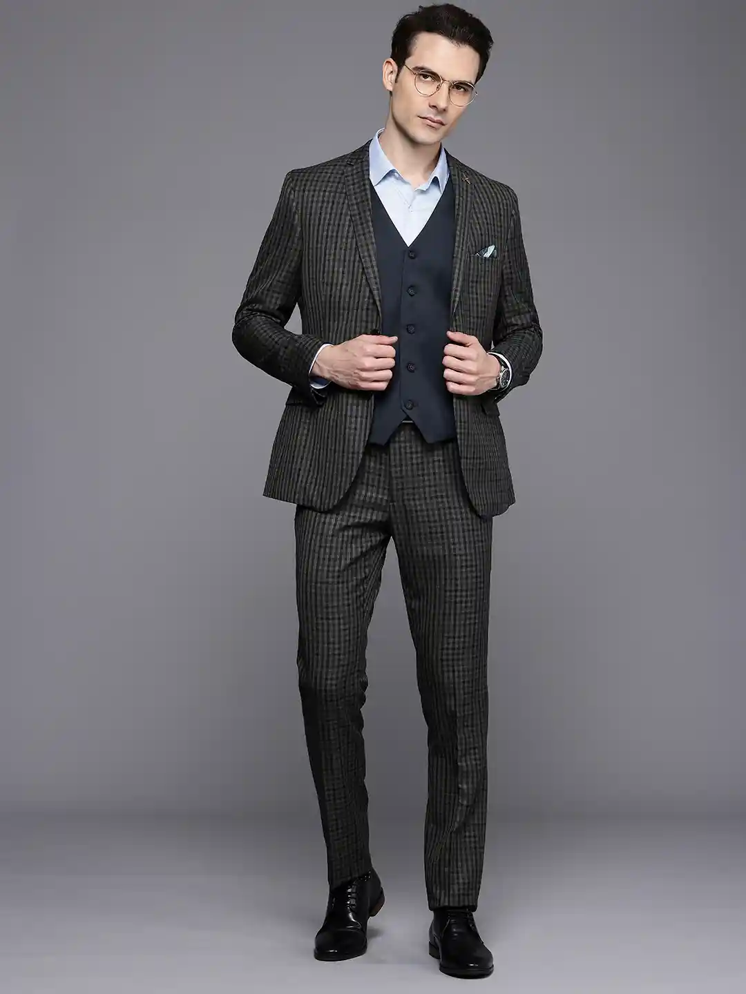 Buy Theme Men Piece Checked Slim Fit Suit Suits for Men