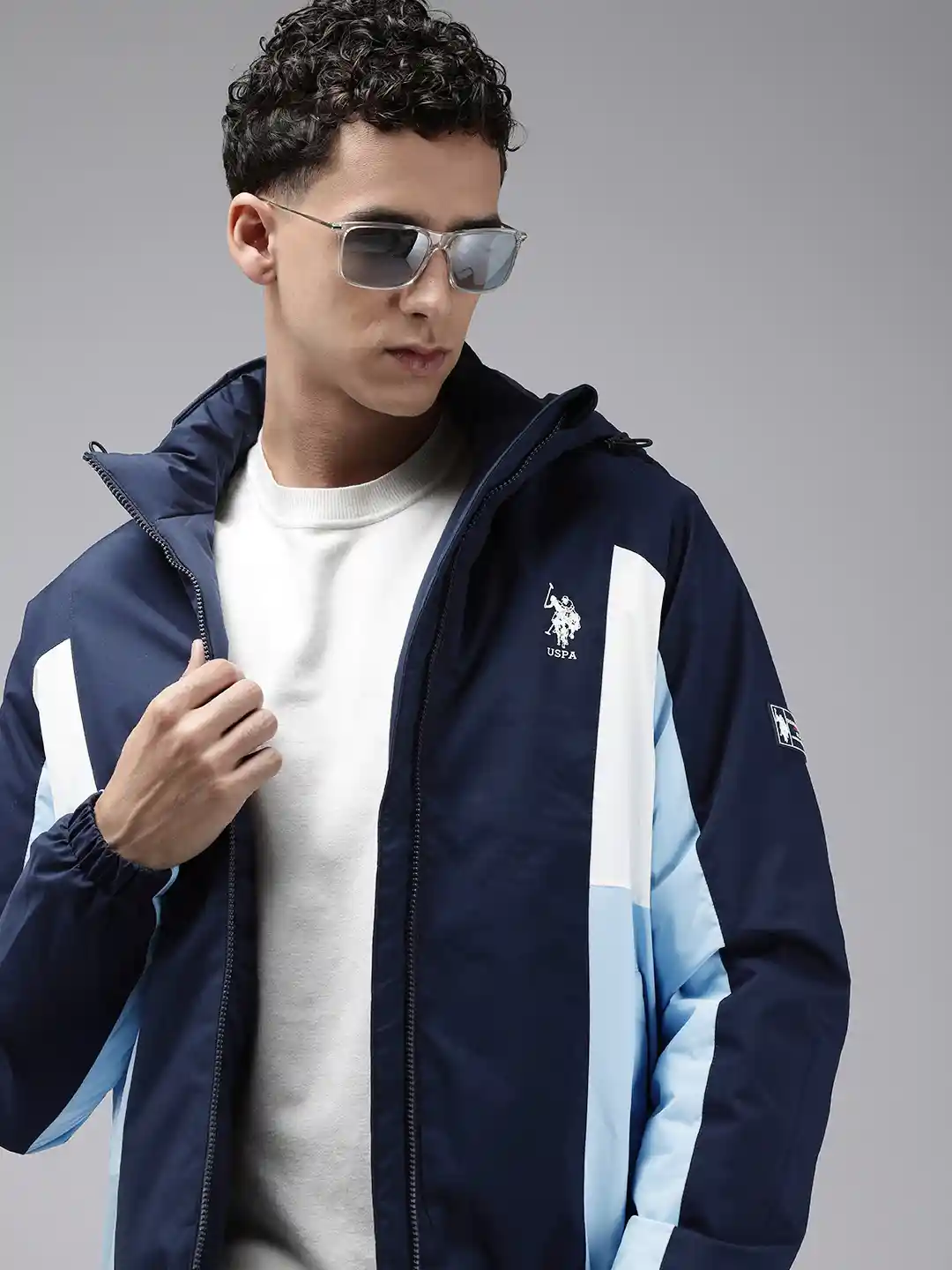 Polo Colourblocked Puffer Jacket With Detachable Hood