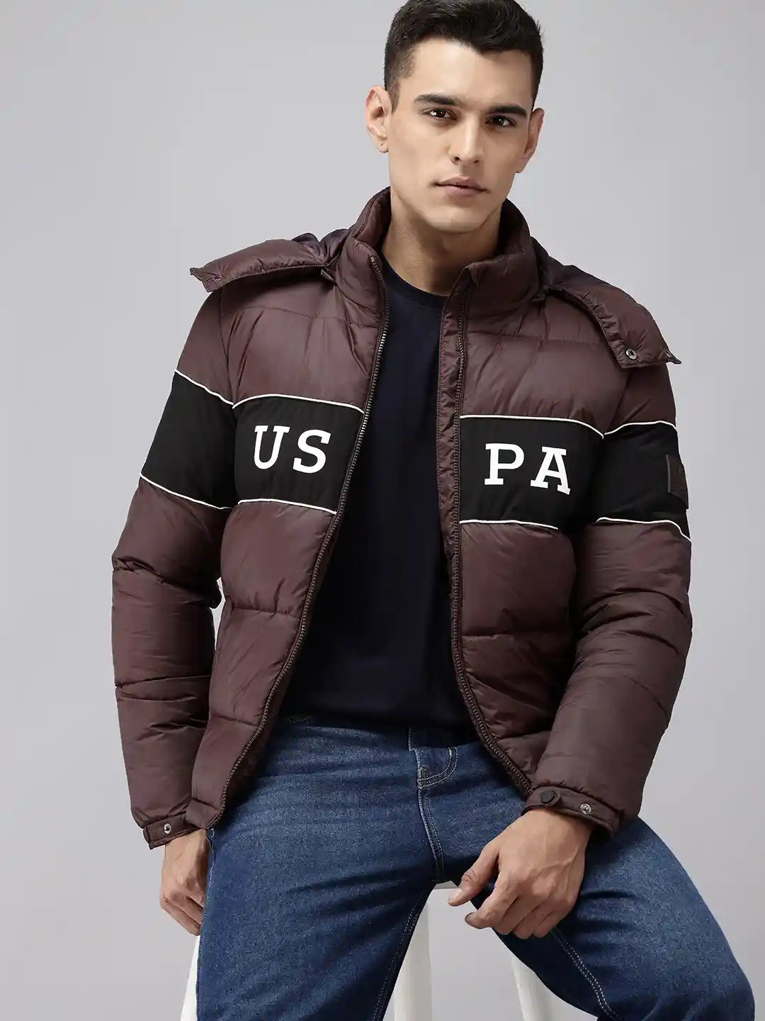 Polo Colourblocked Detachable Hood Puffer Jacket