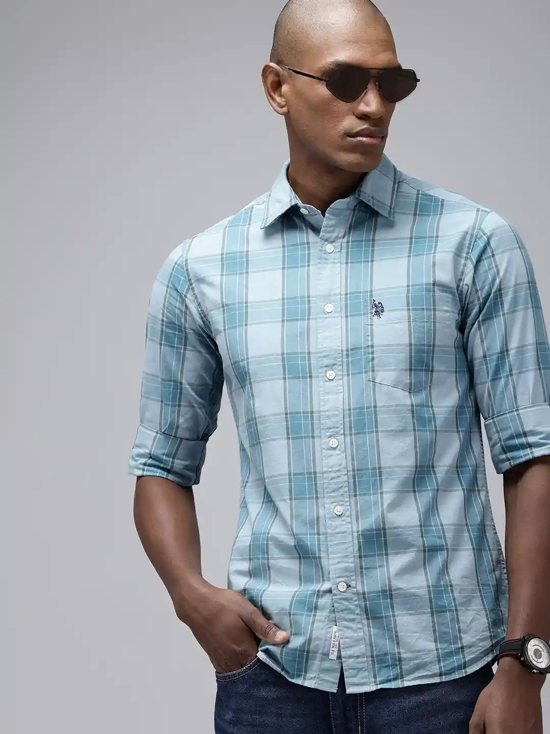 Polo Tailored Fit Checked Pure Cotton Casual Shirt
