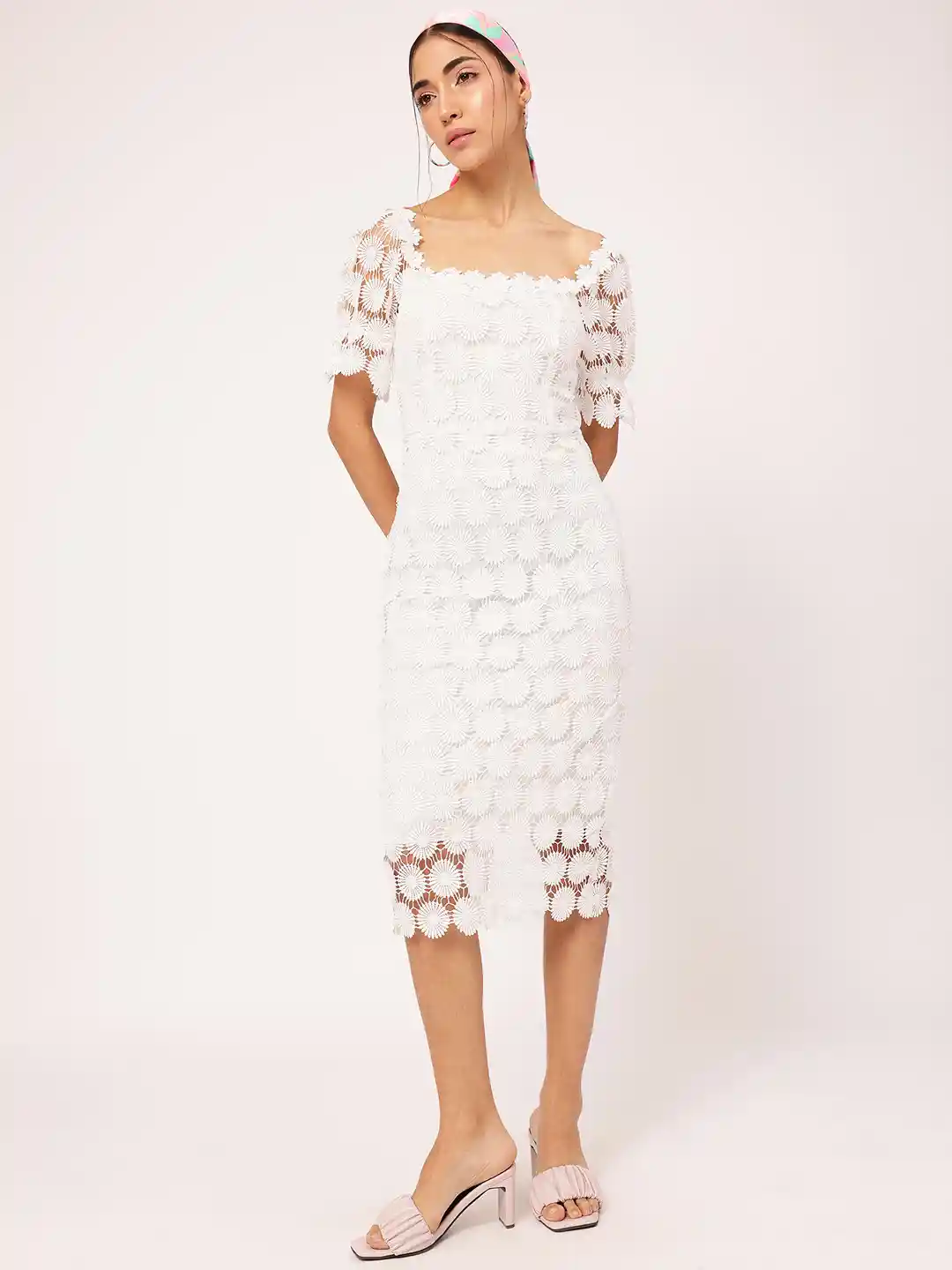 Buy DressBerry Cottagecore Chic Lace Back Slit Bodycon Dress