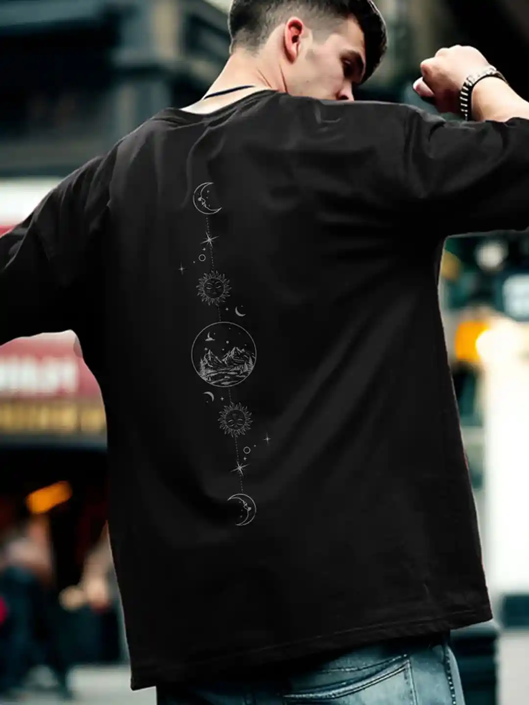 NOBERO Men Oversized Graphic Printed Cotton T-shirt