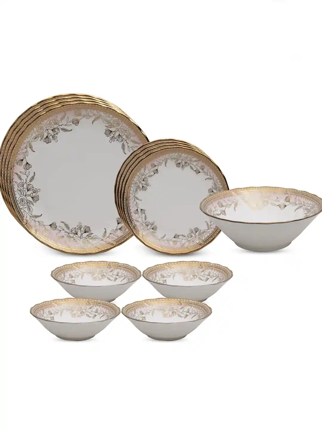 Buy CLAY CRAFT Ebony White Gold-Toned 13 Pieces Textured Ceramic