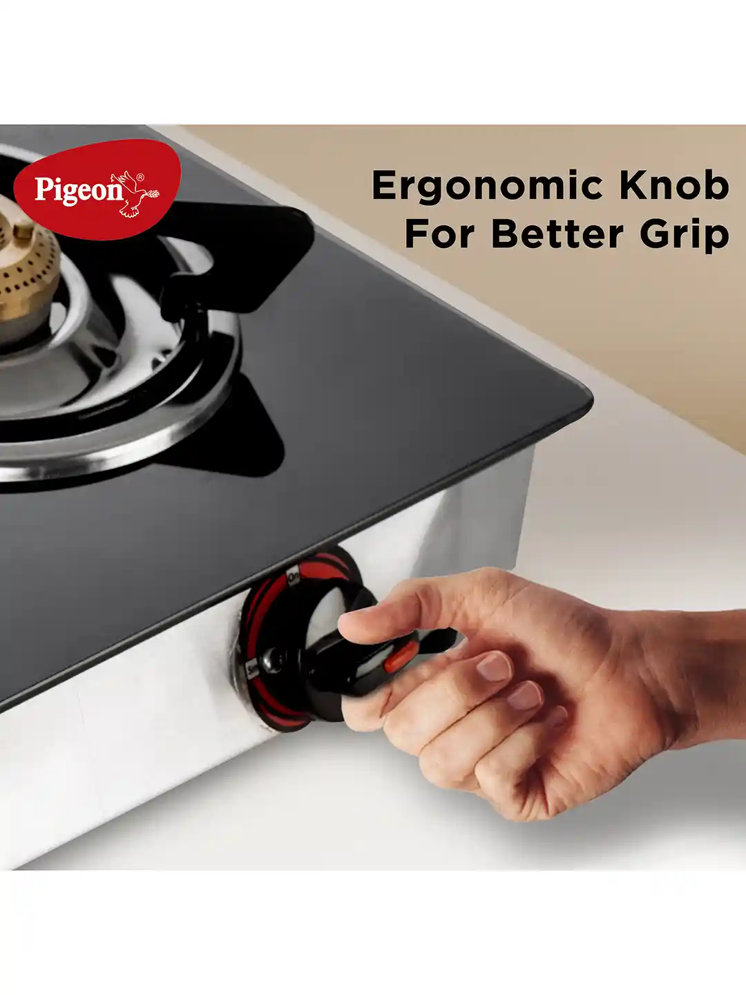 Pigeon Black Glasstop Burner Manual Gas Stove