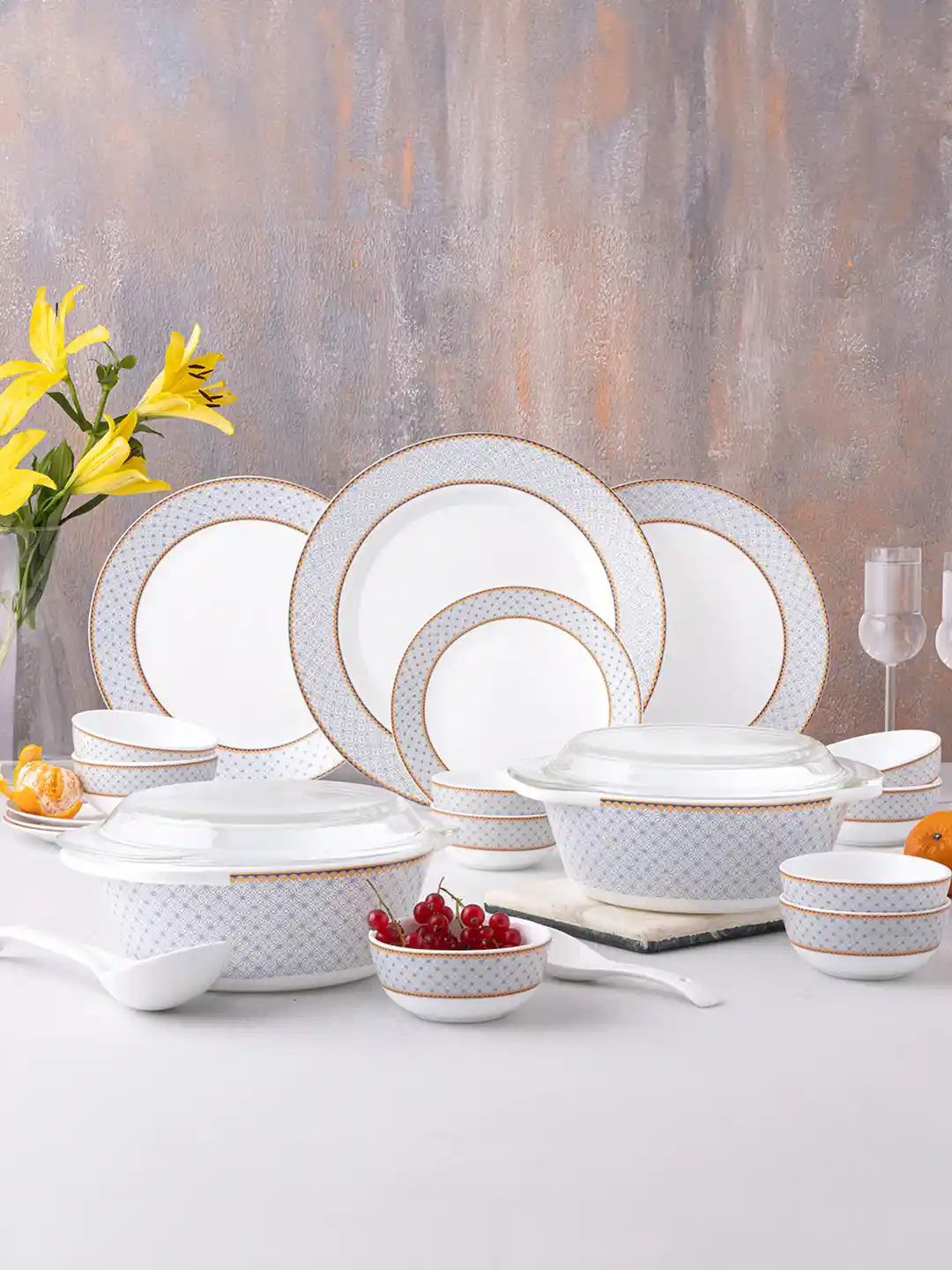 Buy Larah by BOROSIL Premia Series Kosmia 51 Pieces Printed