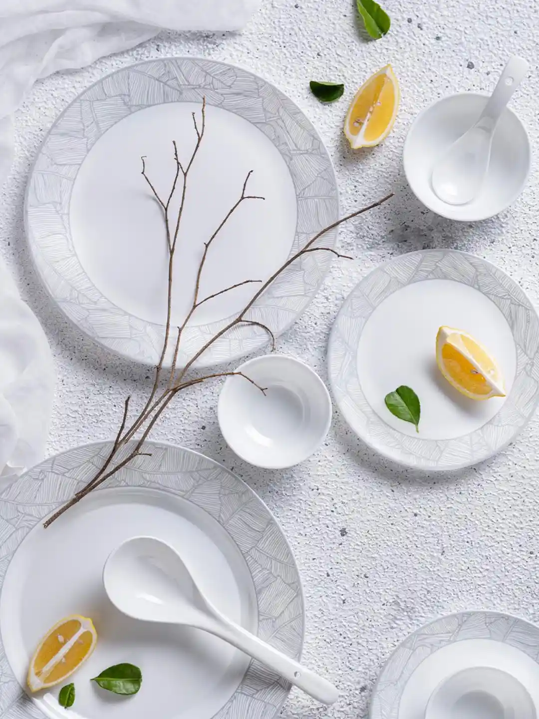 Buy Larah by BOROSIL Premia Series Ivy White Grey 29 Pieces