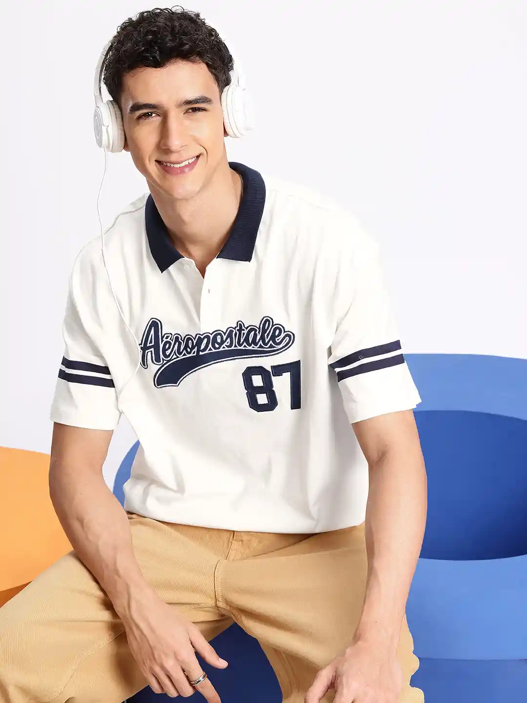 Buy Aeropostale Brand Logo Embroidered Polo Collar Relaxed Fit