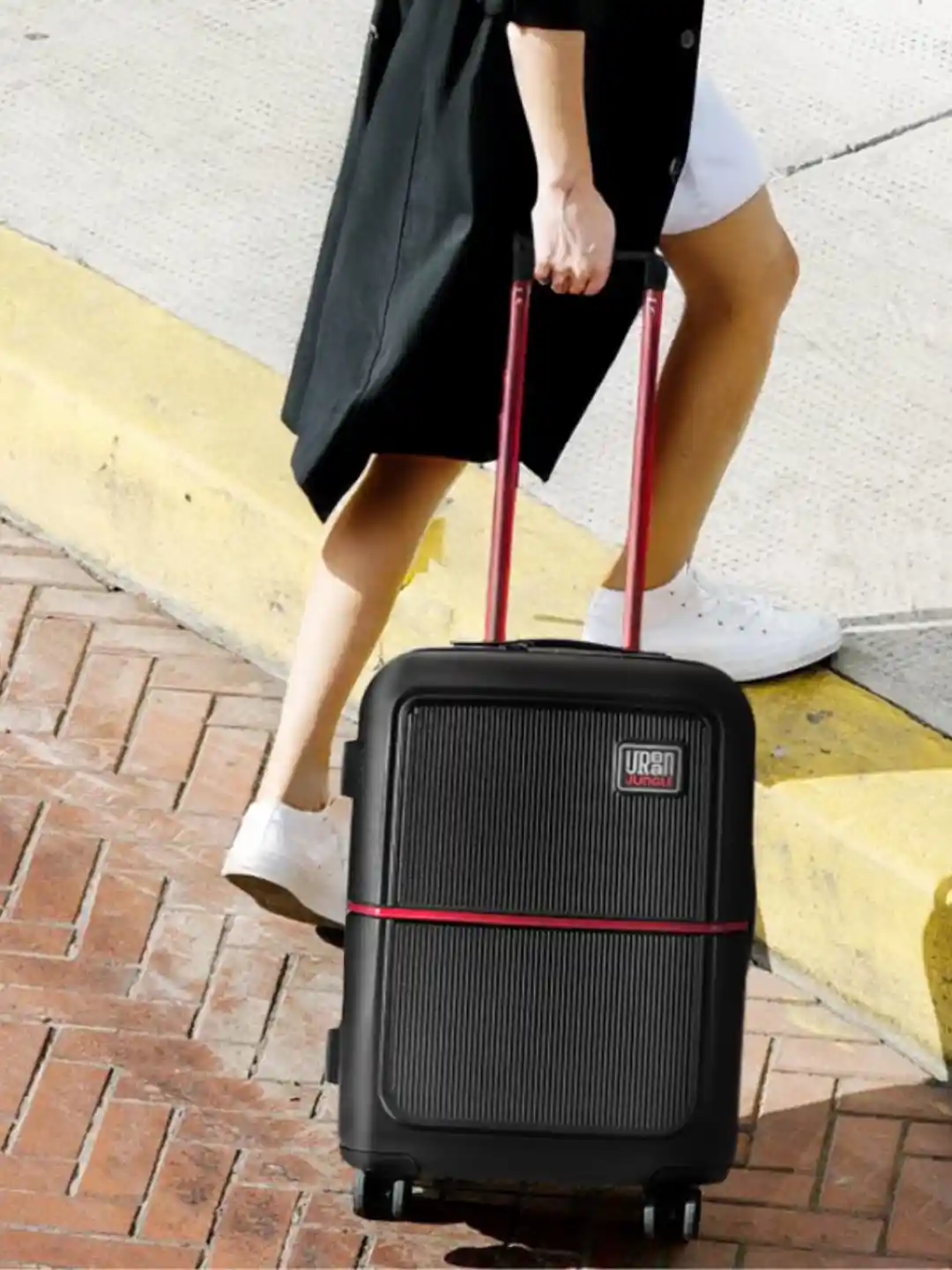 75cm Suitcase Next To Person Urban Jungle By Safari Black Hardside