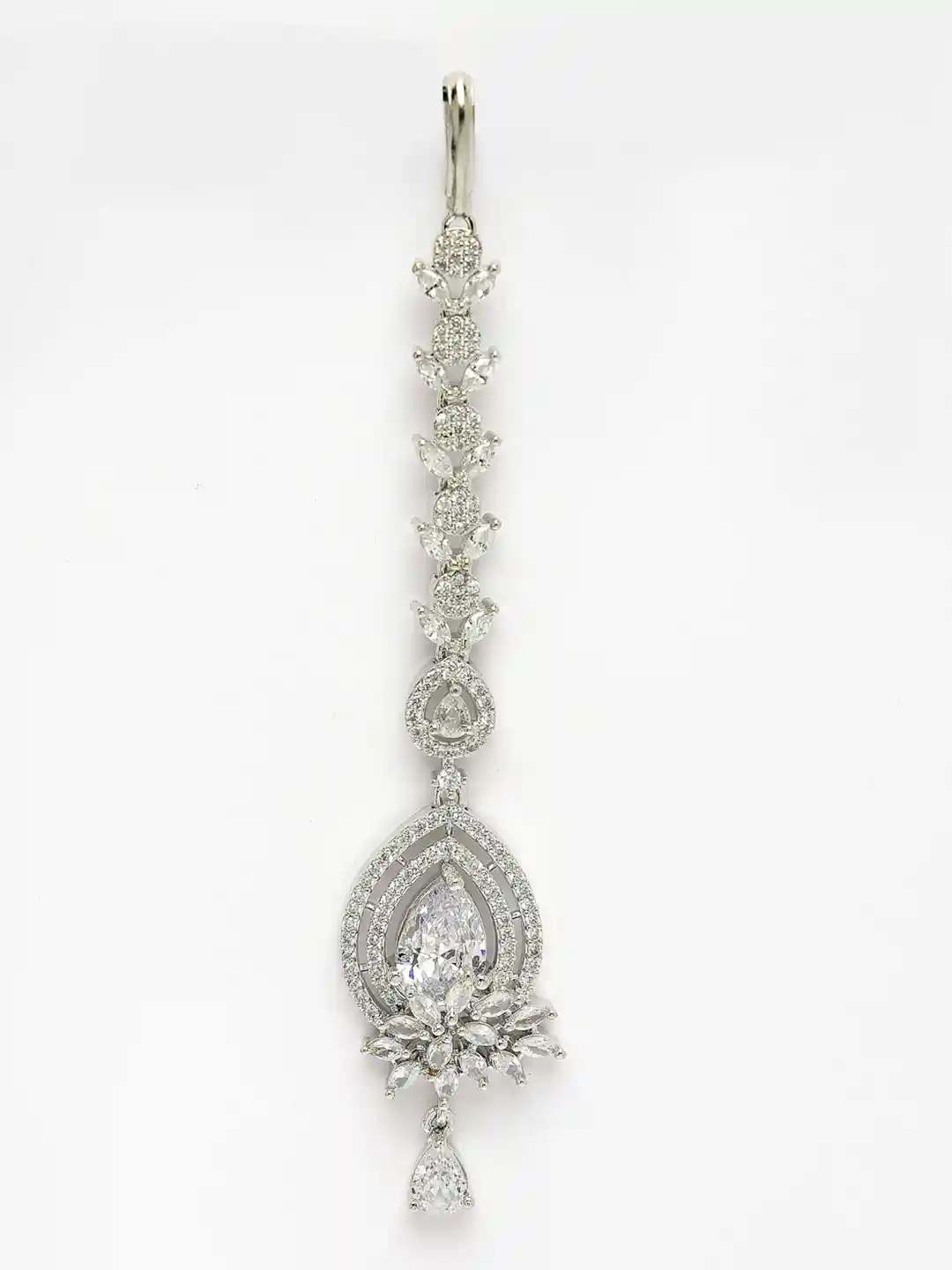 Buy ZENEME Rhodium-Plated American Diamond & Tear Drop Crystal