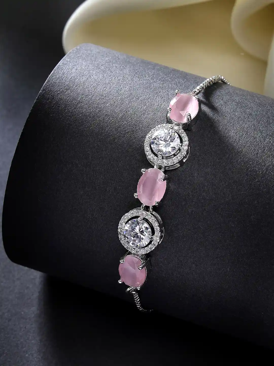 Buy ZENEME Brass American Diamond Rhodium-Plated Wraparound