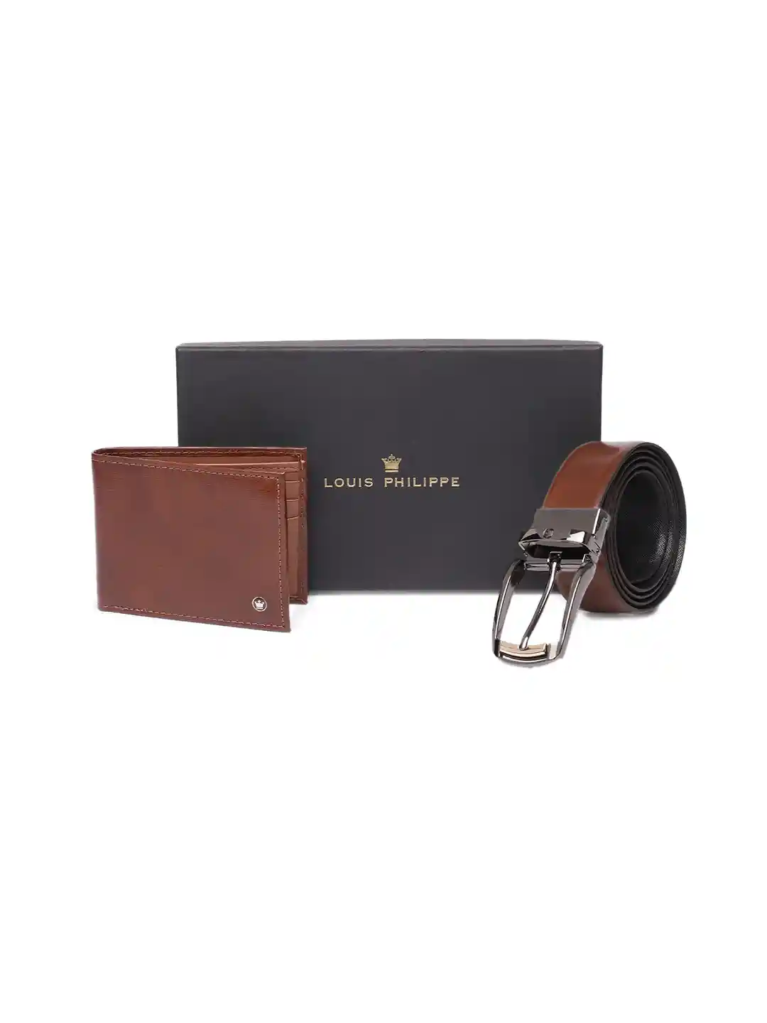 Buy Louis Philippe Men Accessory Gift Set of Leather Wallet Belt