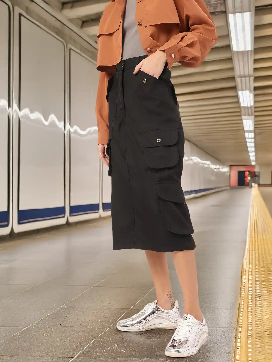 Buy DressBerry Straight Cargo Midi Skirt Skirts for Women