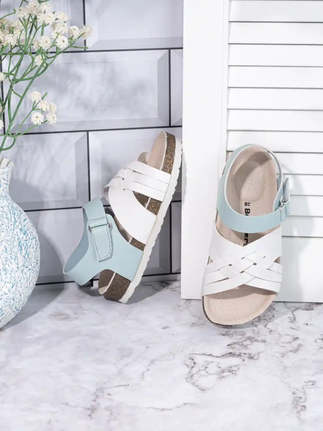 Buy BRISKERS Girls Colorblocked Casual Velcro Open Toe Flat Sandal