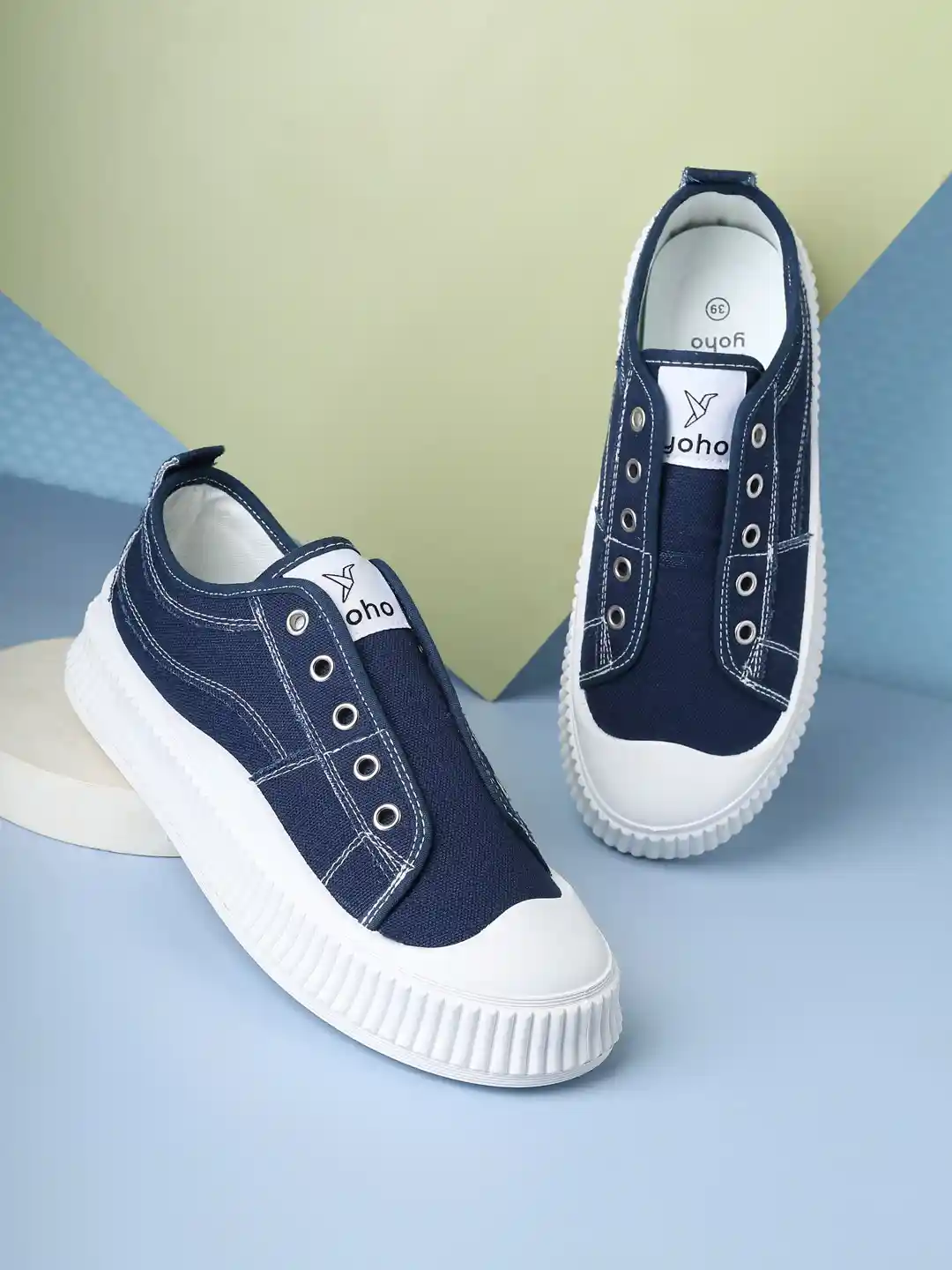 Canvas Trainers Navy Blue Ladies Trainers YOHO Women Cruise