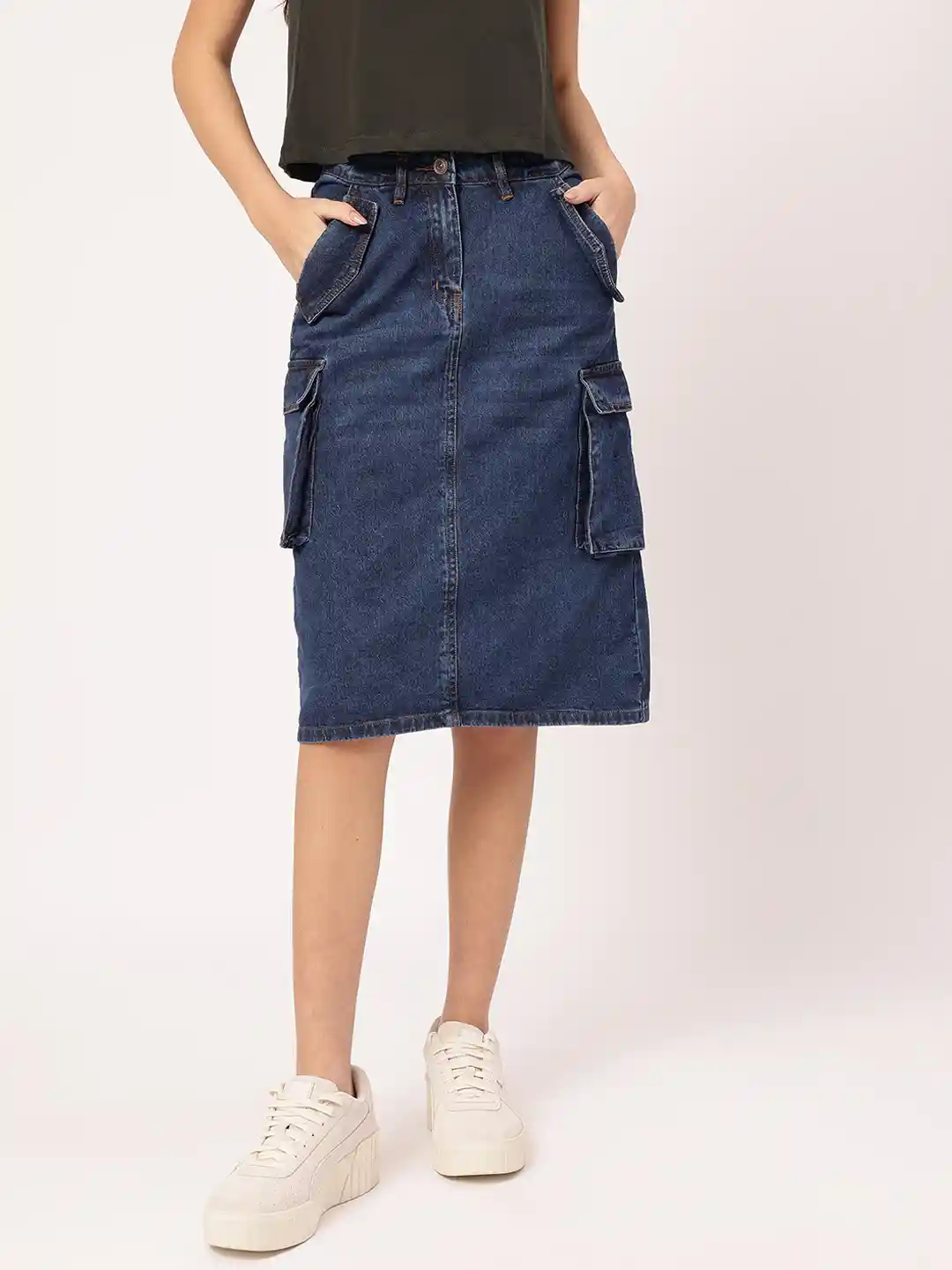 Mini Skirt Pencil Skirt With Back Pockets URB_N Women Solid