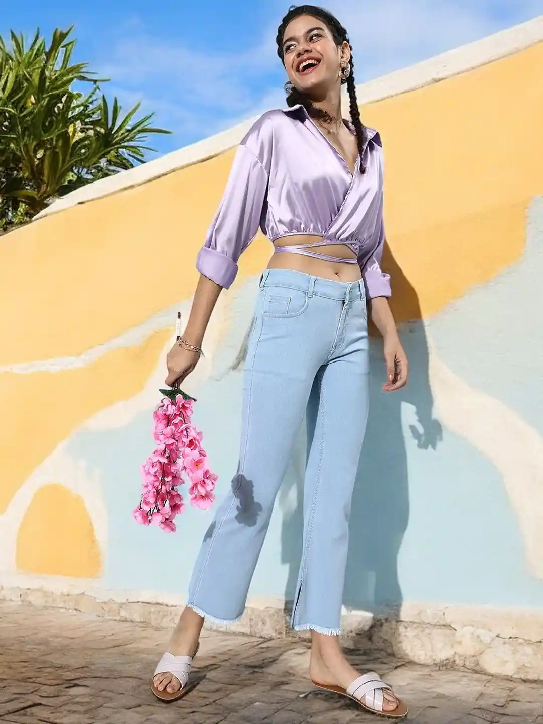 Buy DressBerry Women Bootcut High Rise Cropped Denim Stretchable