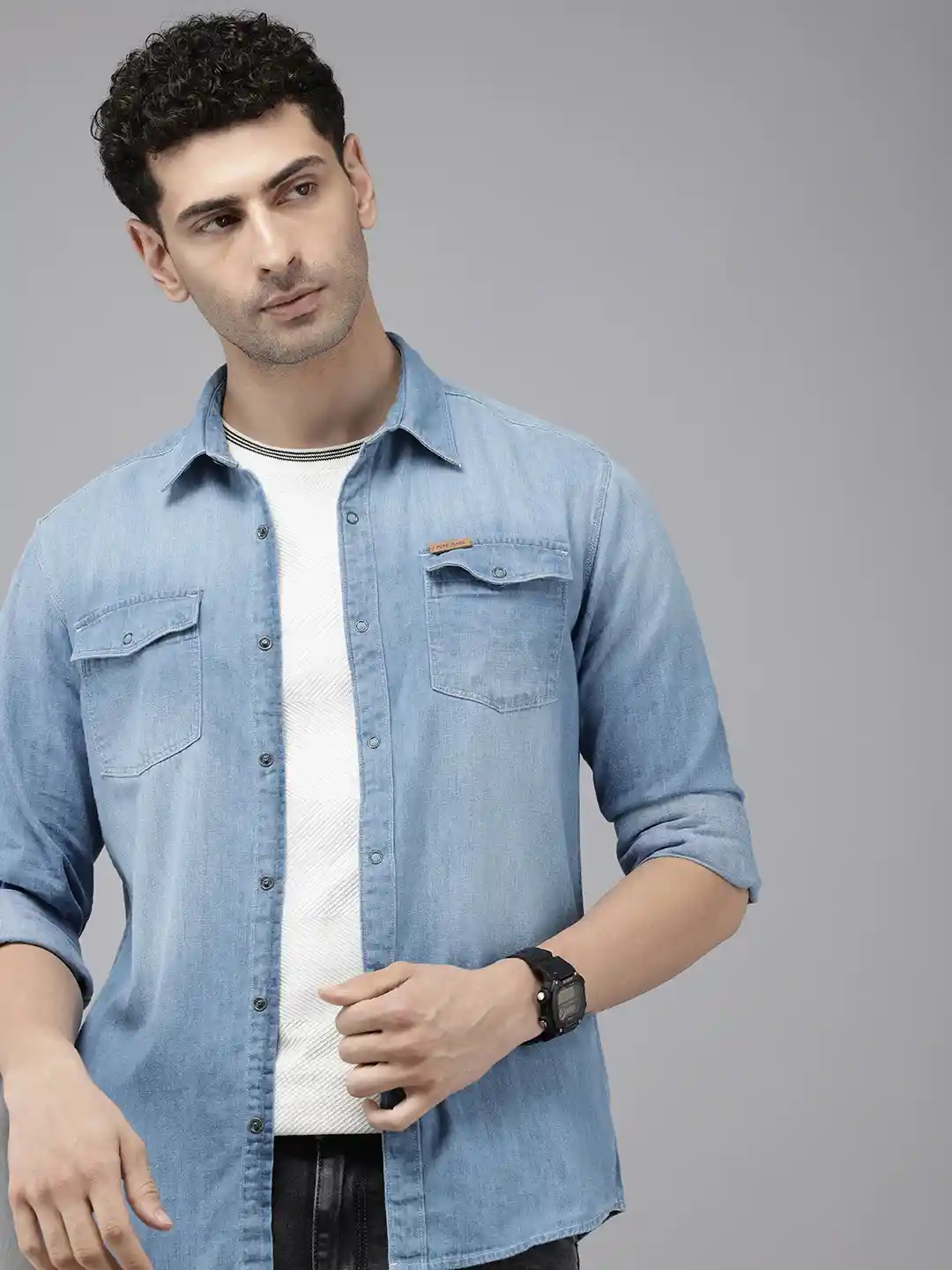 Buy Pepe Jeans Pure Cotton Chambray Casual Shirt Shirts for Men