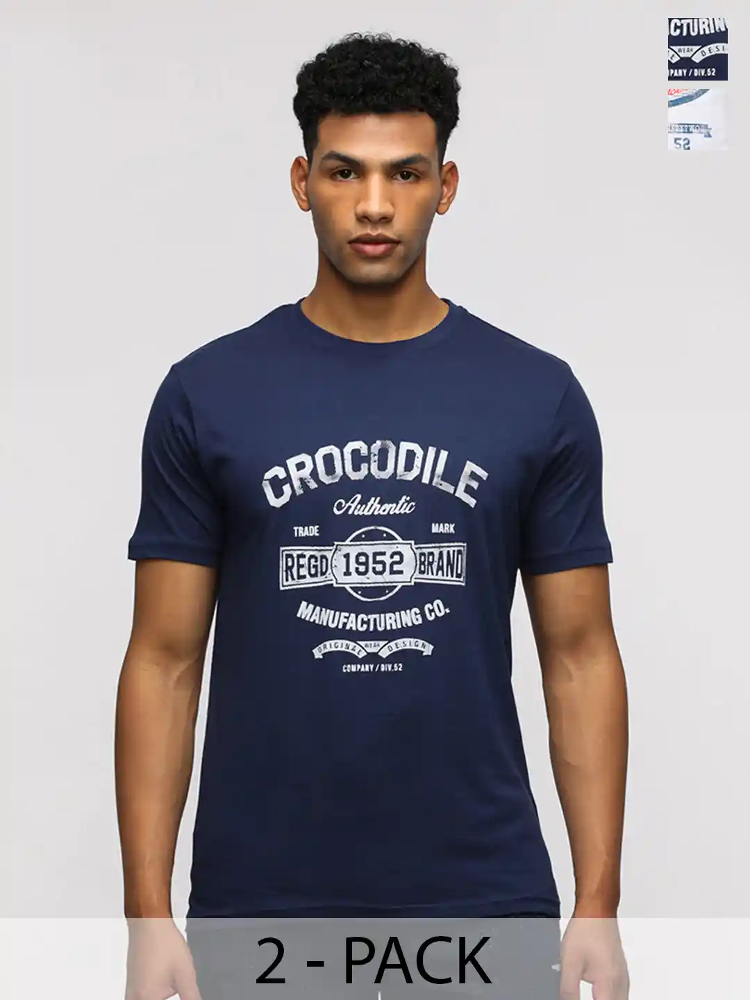 Buy Crocodile Men Pack Of Typography Printed Round Neck Cotton