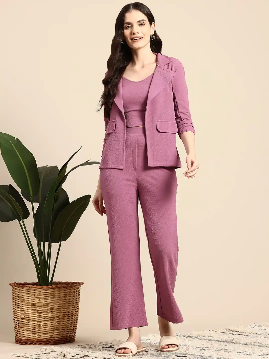 Crop Top Trouser Set With Jacket Mast Harbour Crop Top Trousers