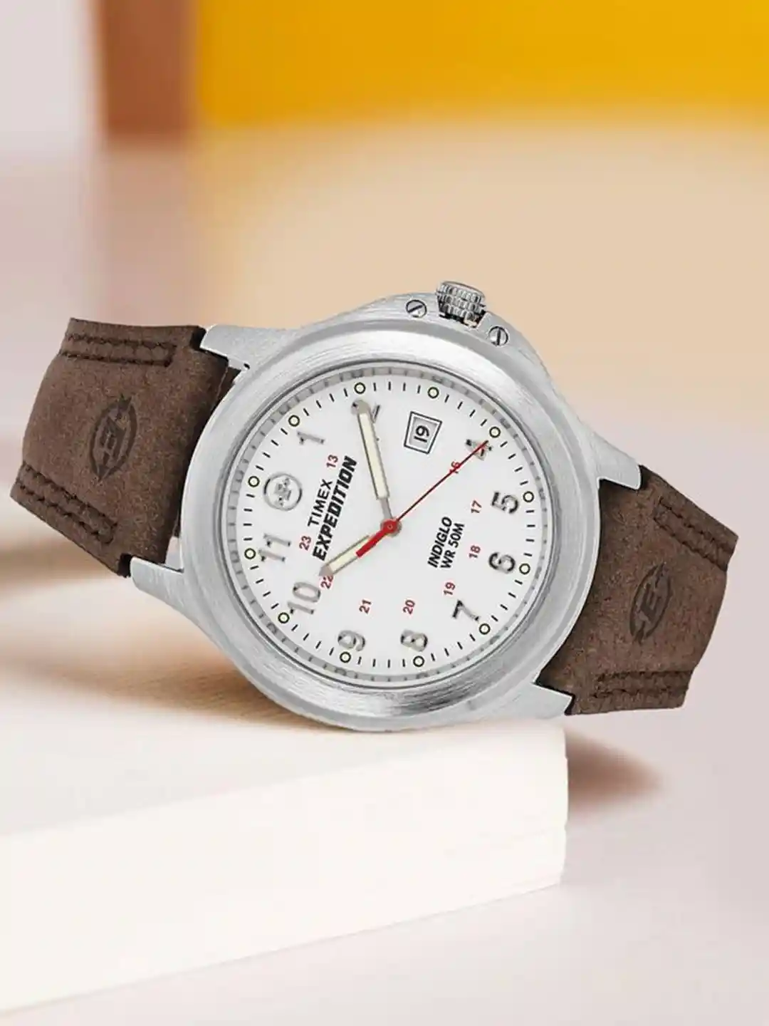 Timex expedition Men Brass Dial Leather Straps Analogue Watch T44381E6