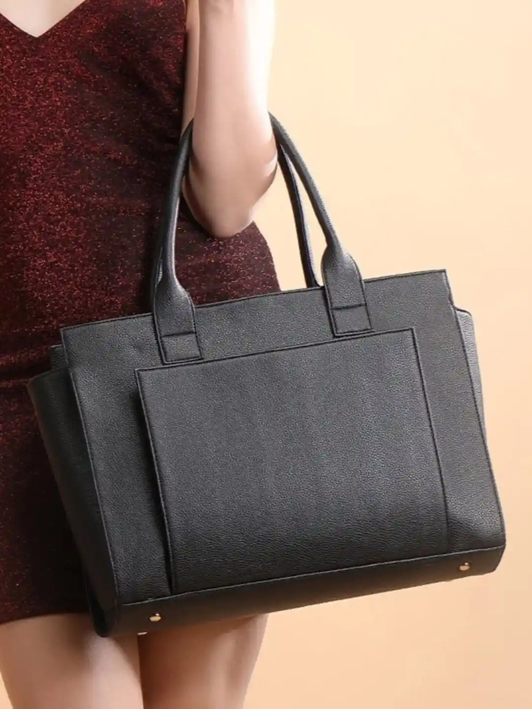 Buy ALL ABOUT HER PU Oversized Structured Tote Bag Handbags for