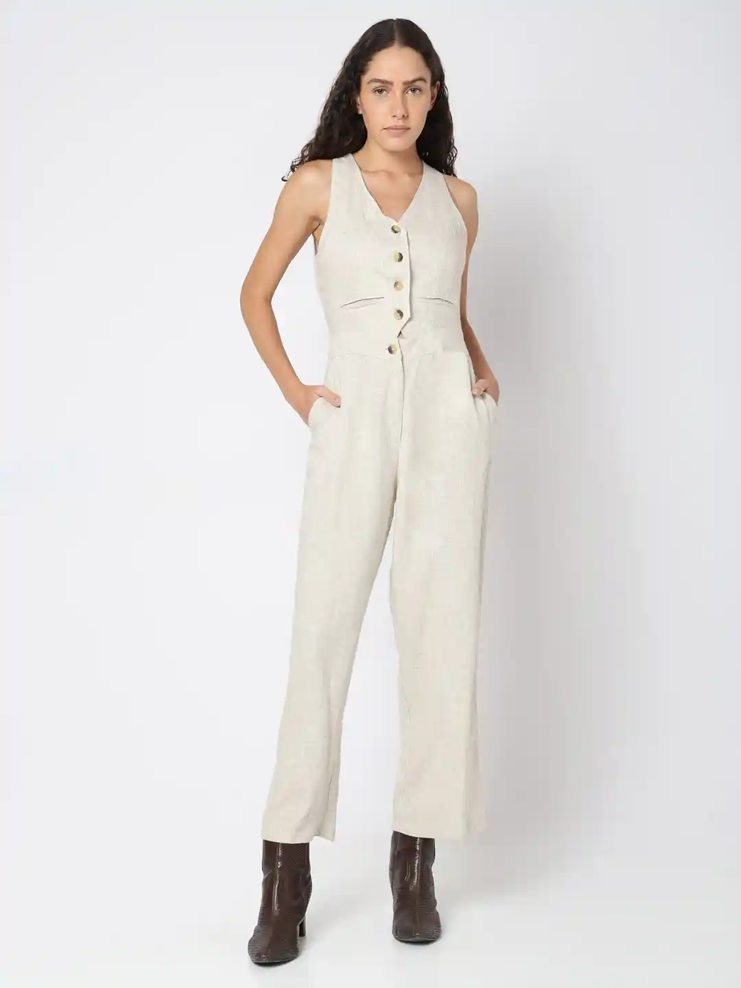 Buy Vero Moda Sleeveless Solid Culotte Jumpsuit Jumpsuit for