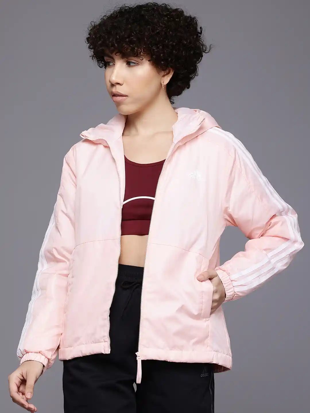 Buy ADIDAS Striped Sporty Jacket Jackets for Women 30776988 Myntra