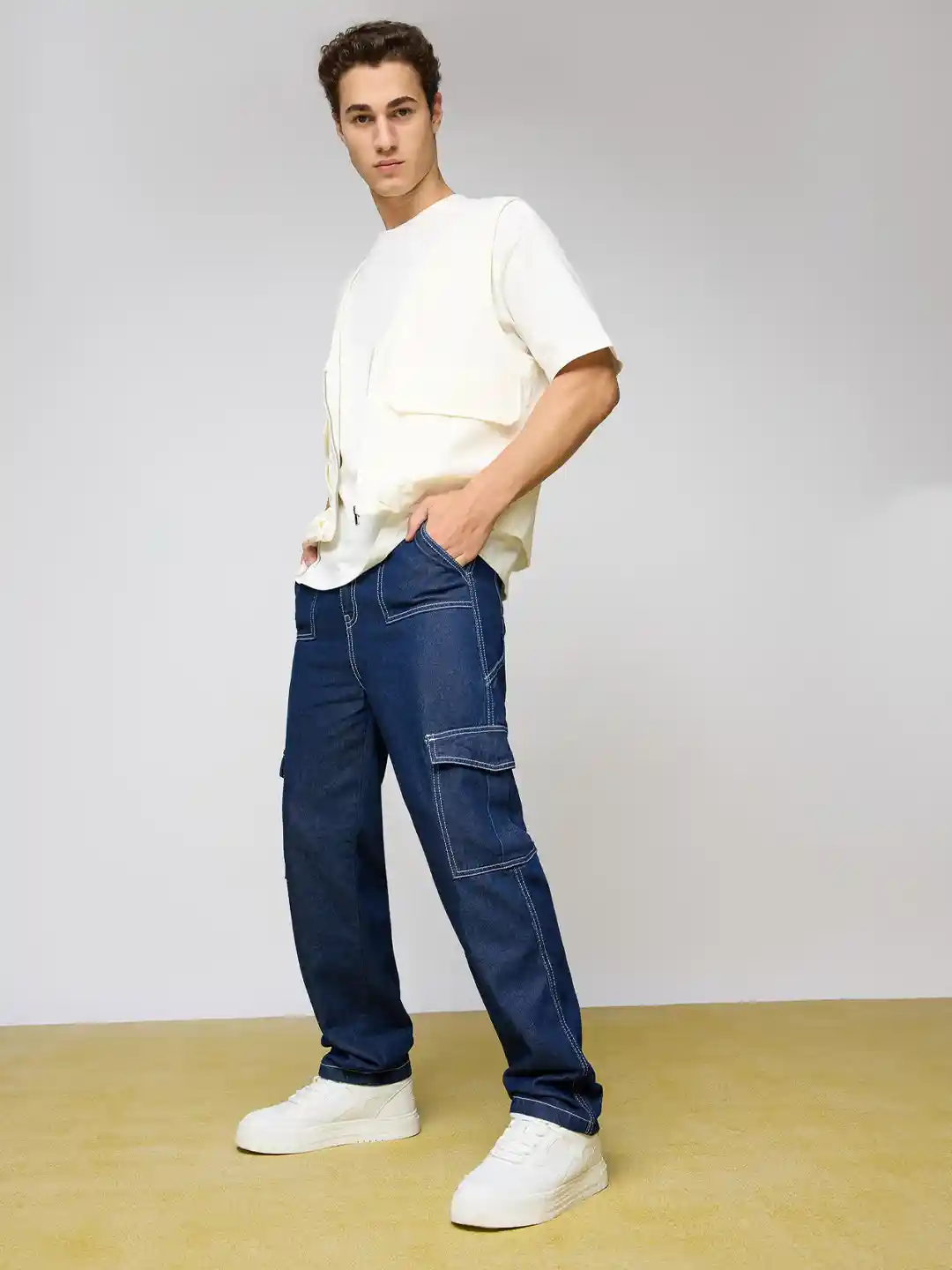 Buy FREAKINS Men Wide Leg Mid-Rise Ripped Jeans Jeans for Men