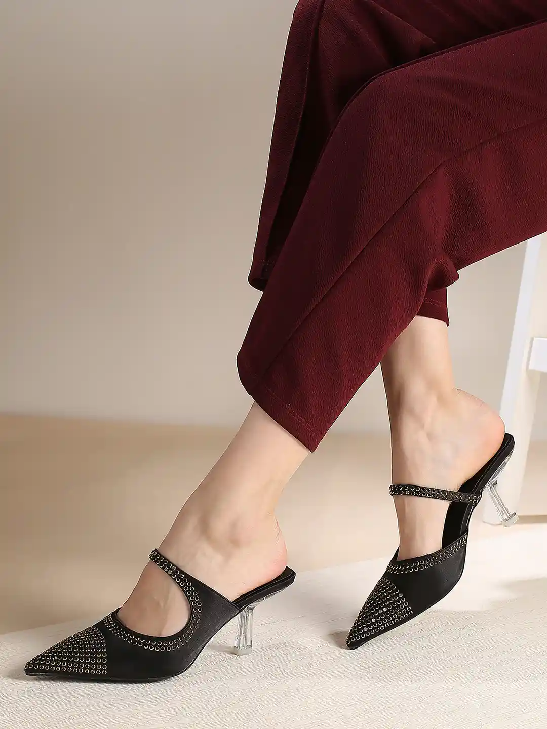 Buy Inc WomenParty Wear Embellished Pointed Kitten Heel Stiletto