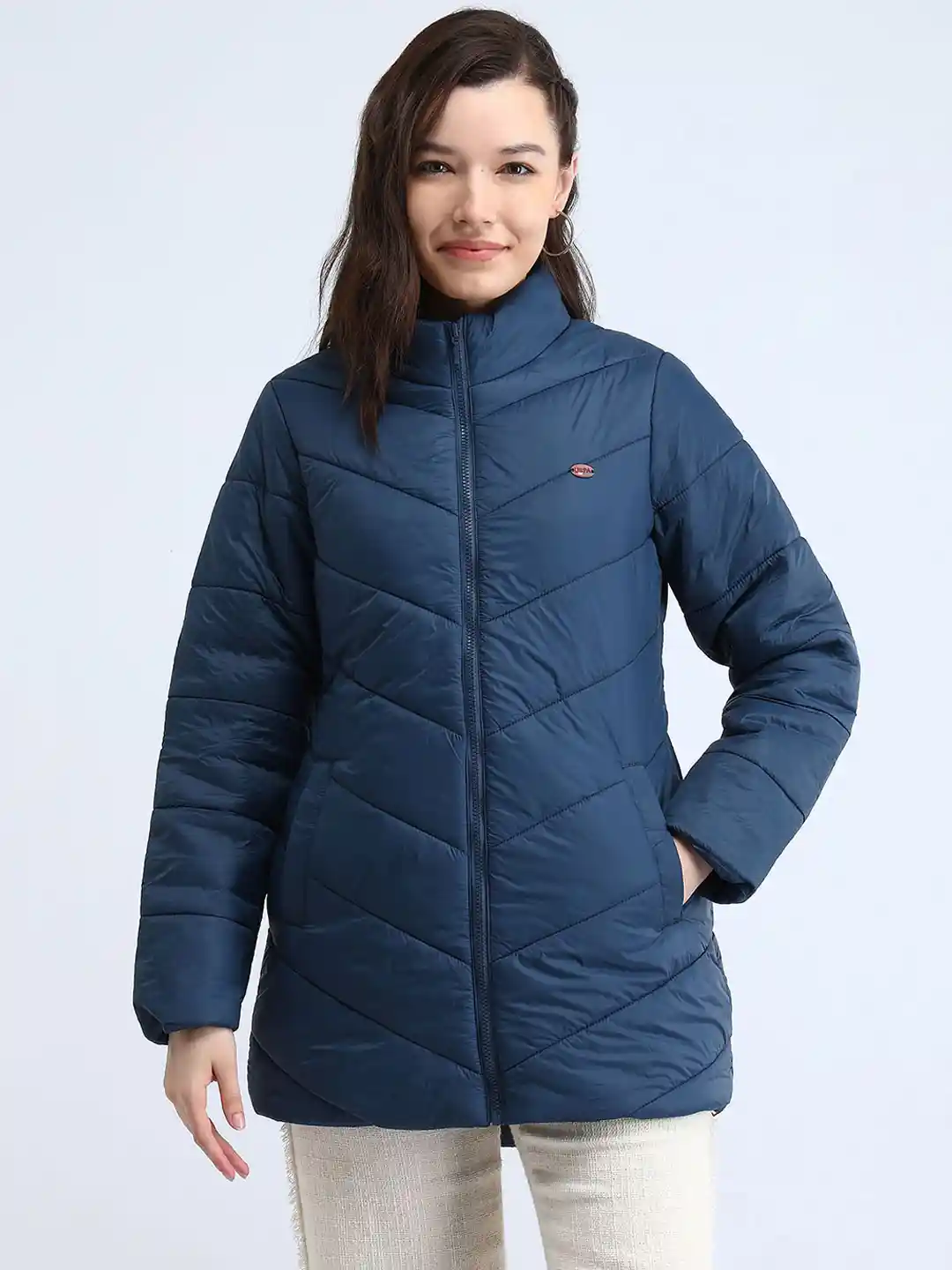 Polo Women Solid Longline Puffer Jacket