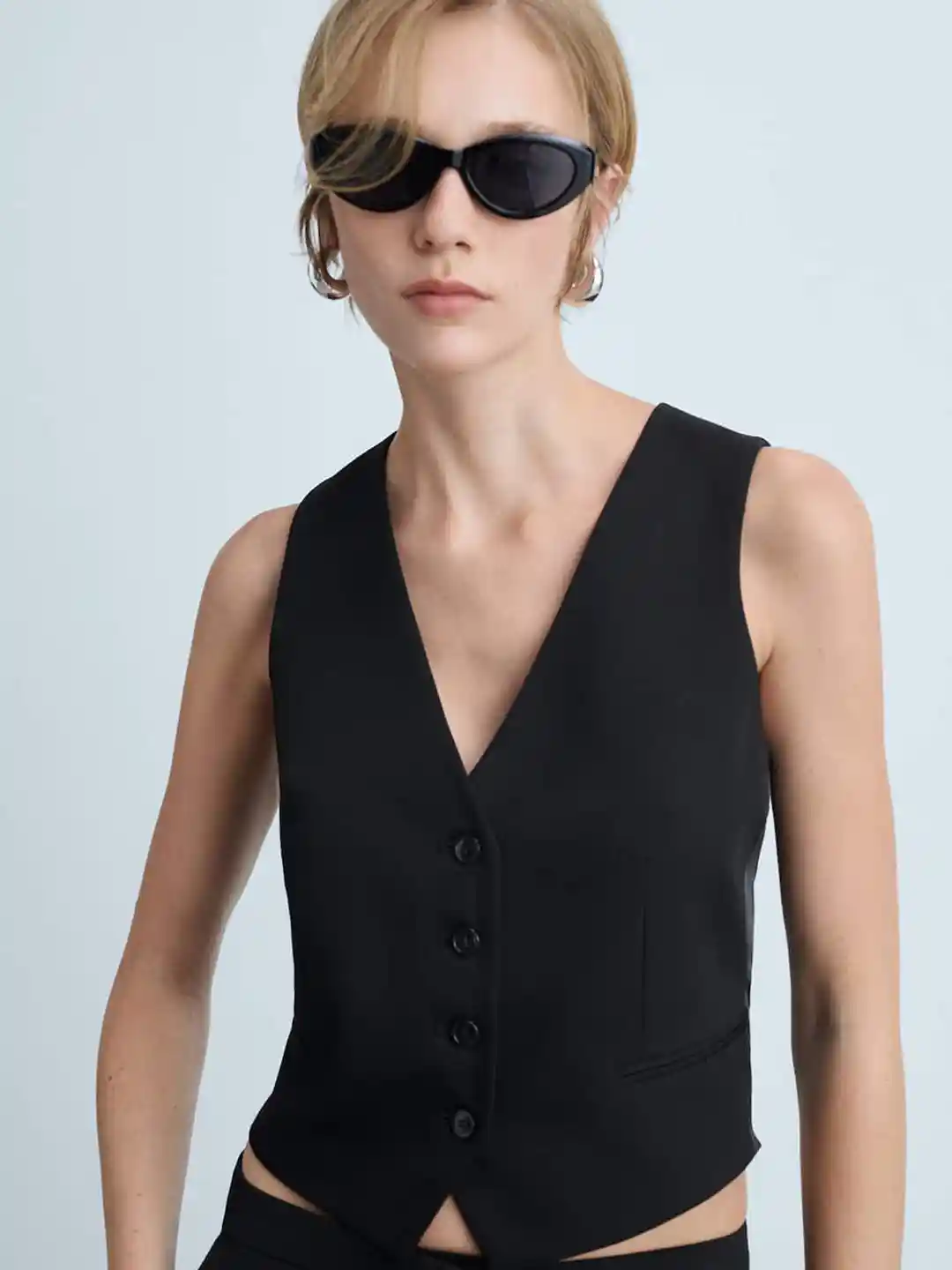 Buy MANGO Solid Crop Waistcoat Waistcoat for Women 30865714 Myntra