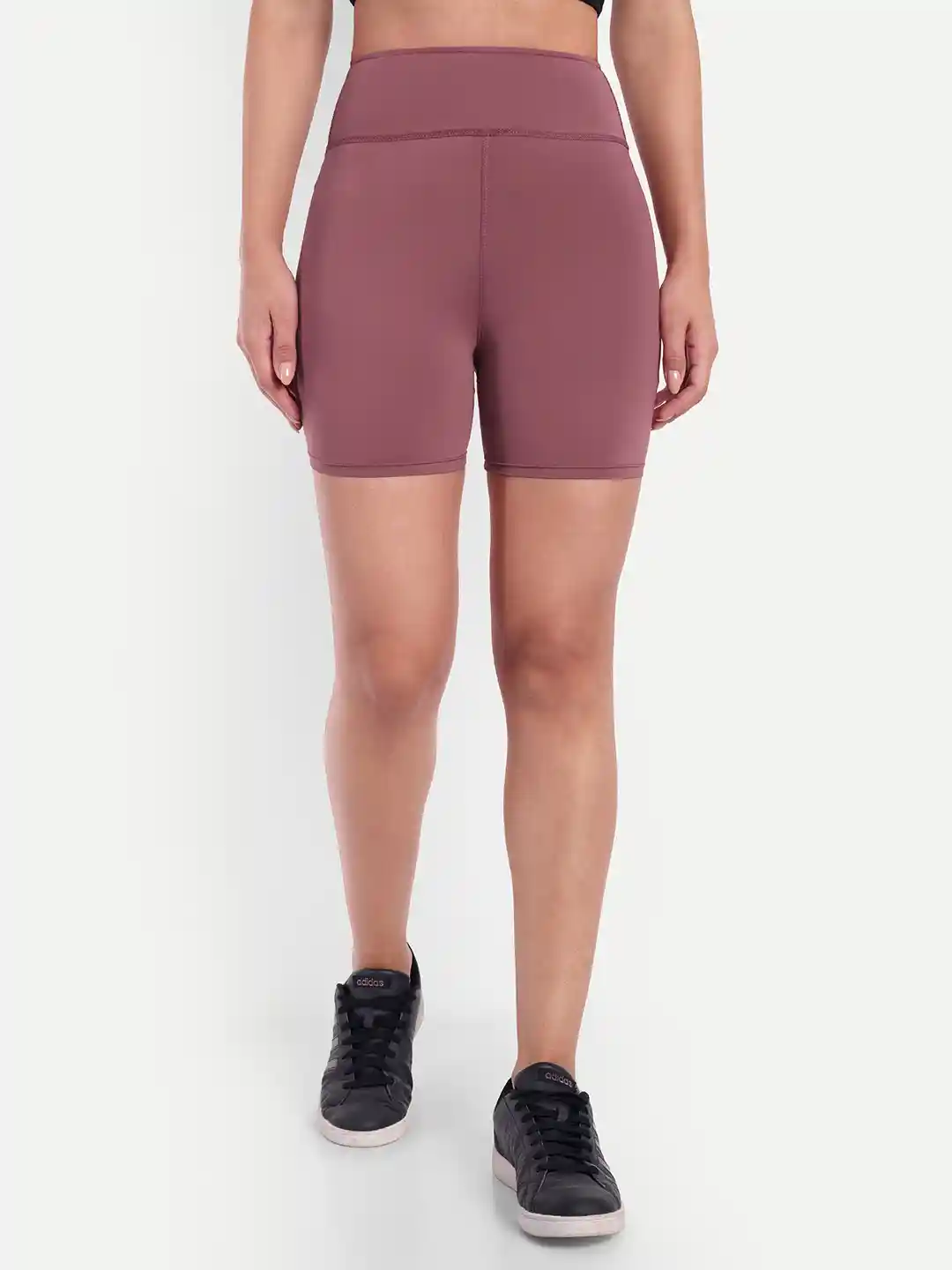 So What Women Solid Skinny Fit High-Rise Yoga Sports Shorts