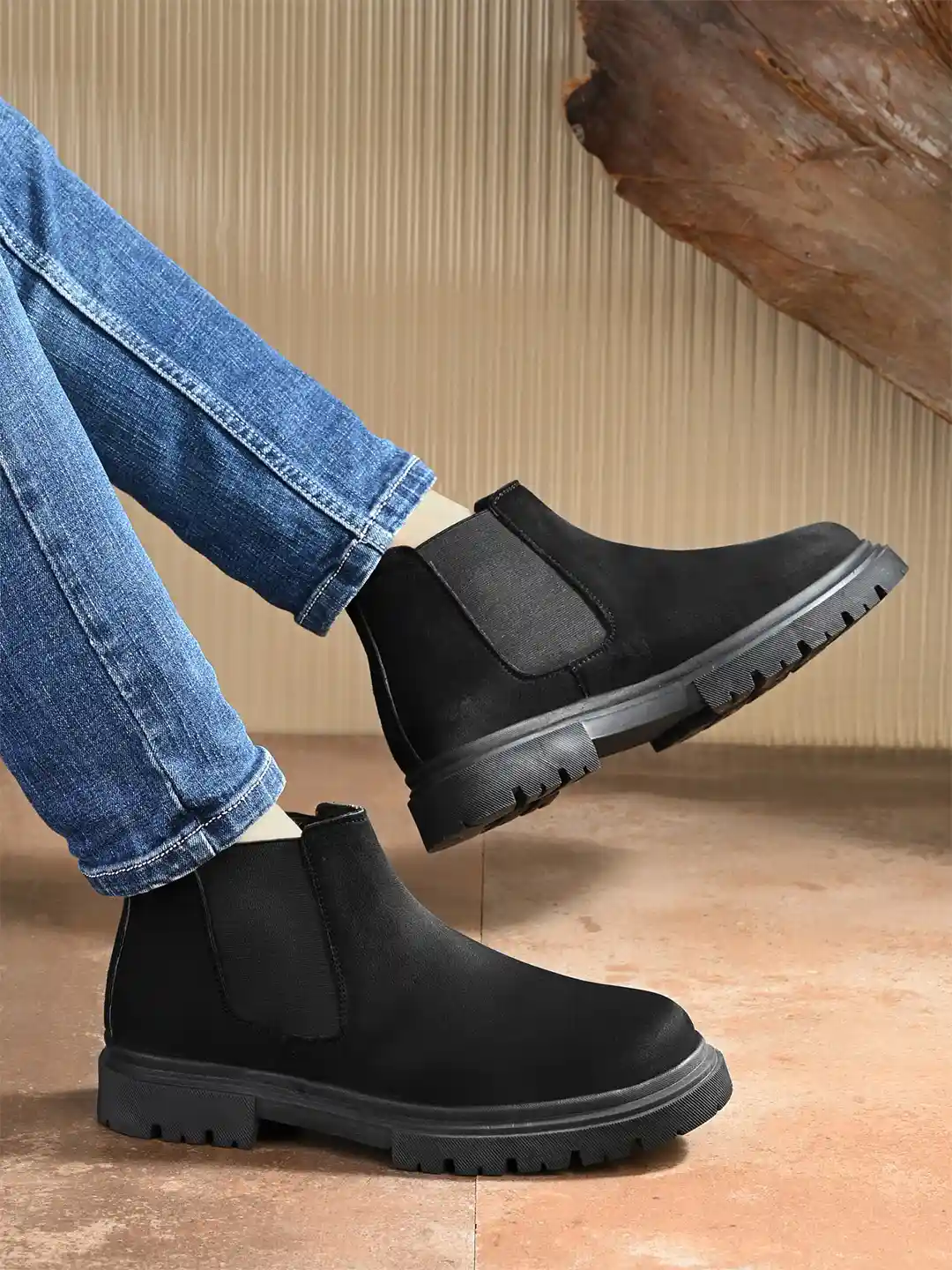 AfroJack Men Solid Block-Heeled Chelsea Boots