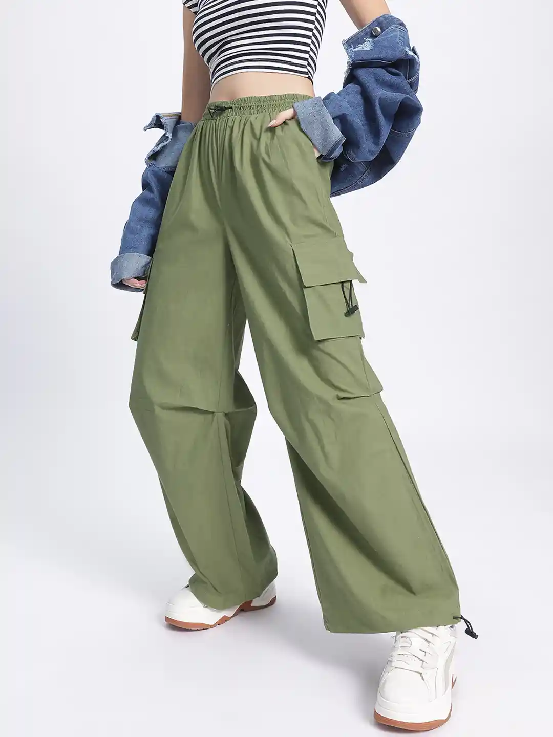 DressBerry Women Cargo Style Parachute Baggy Trousers