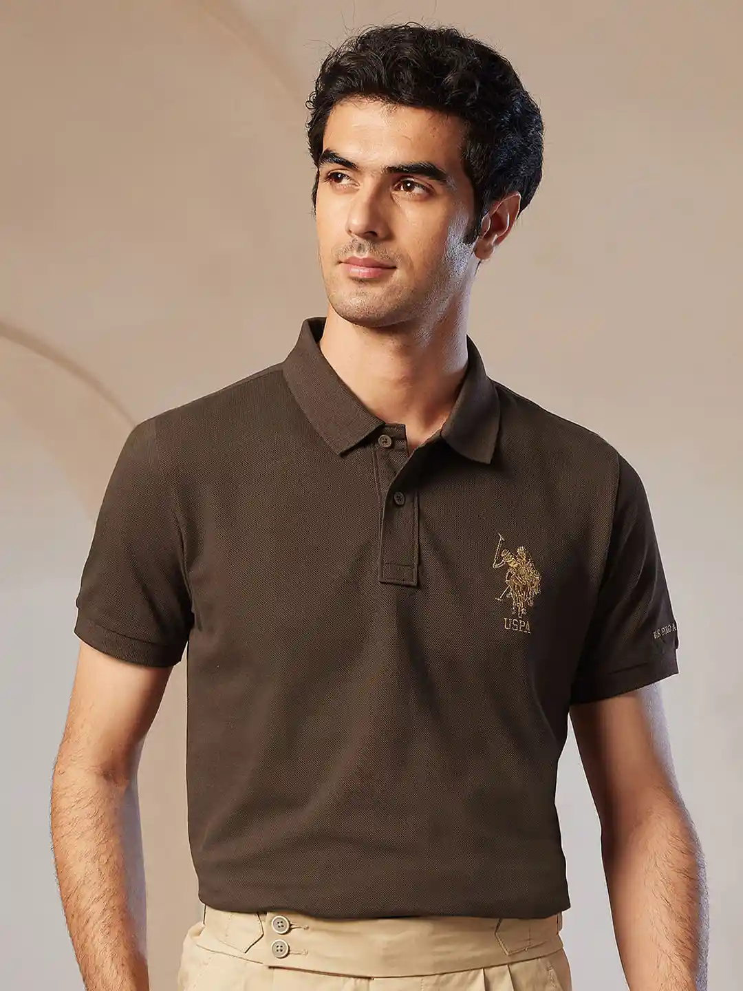 Buy Polo Men Solid Polo Collar Cotton Slim Fit T-shirt