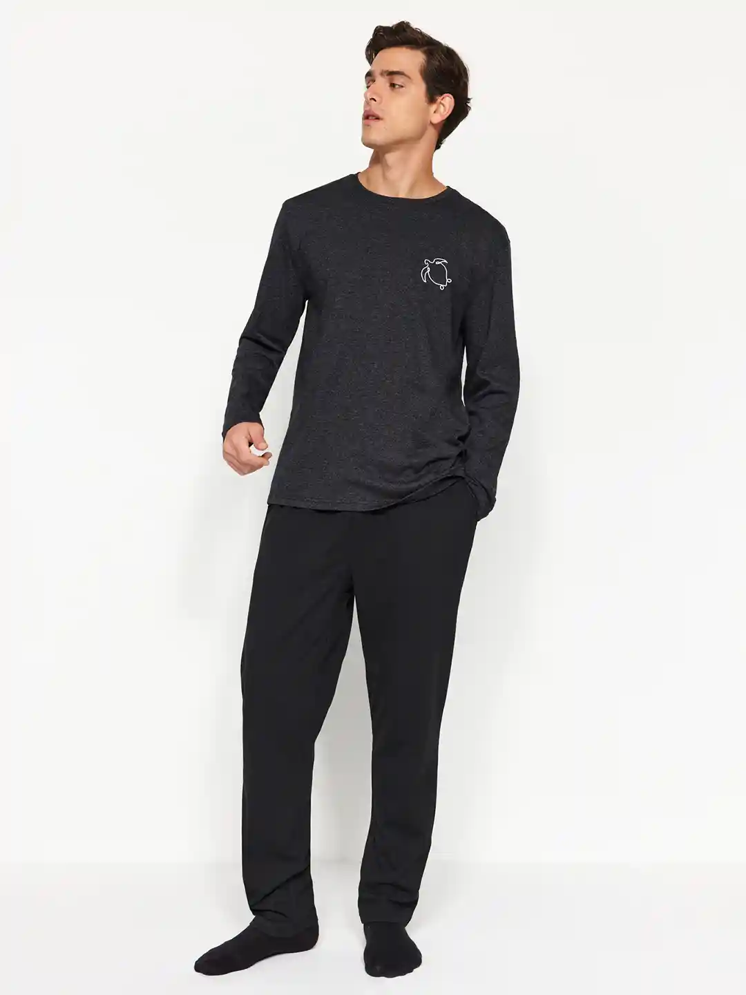 Buy Trendyol Men Round Neck Long Sleeves Night suit Night suits