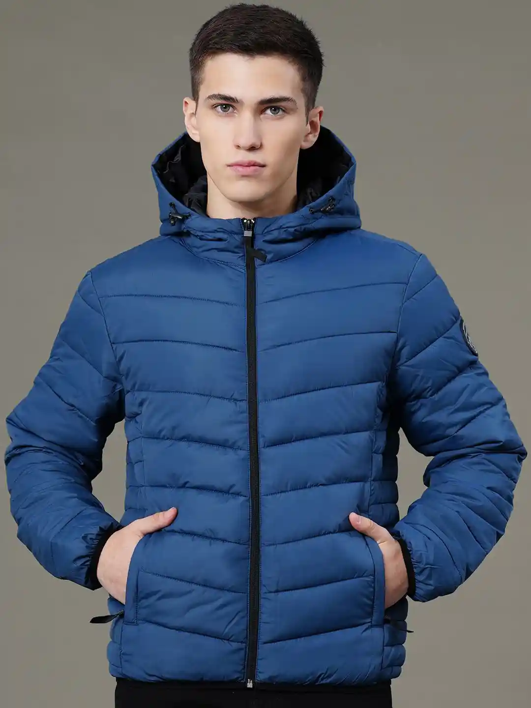 Puffer Jacket Shower Resistant Hooded Parka Buy Red Tape Men Solid