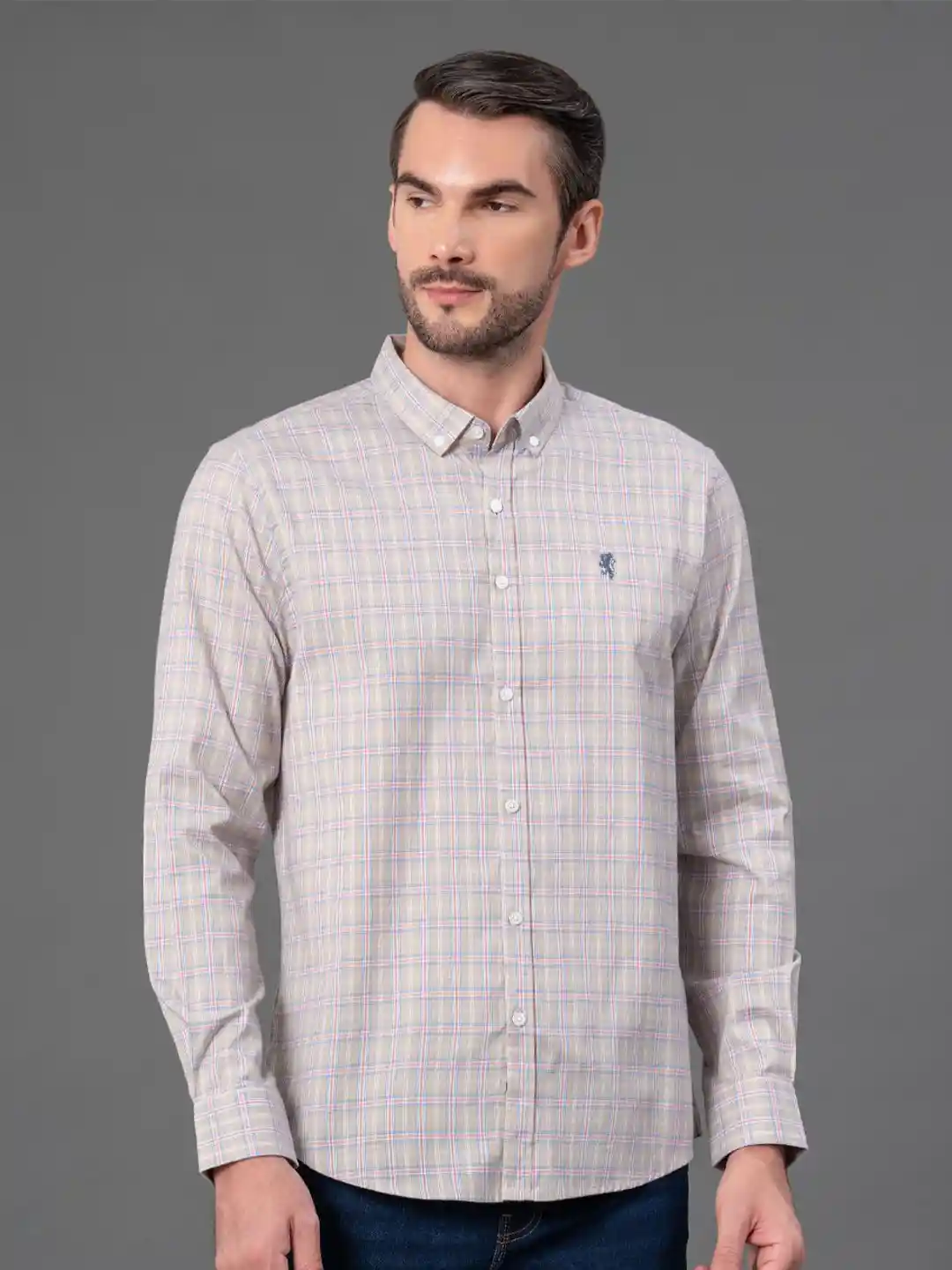 Red Tape Tartan Checked Button-Down Collar Casual Shirt