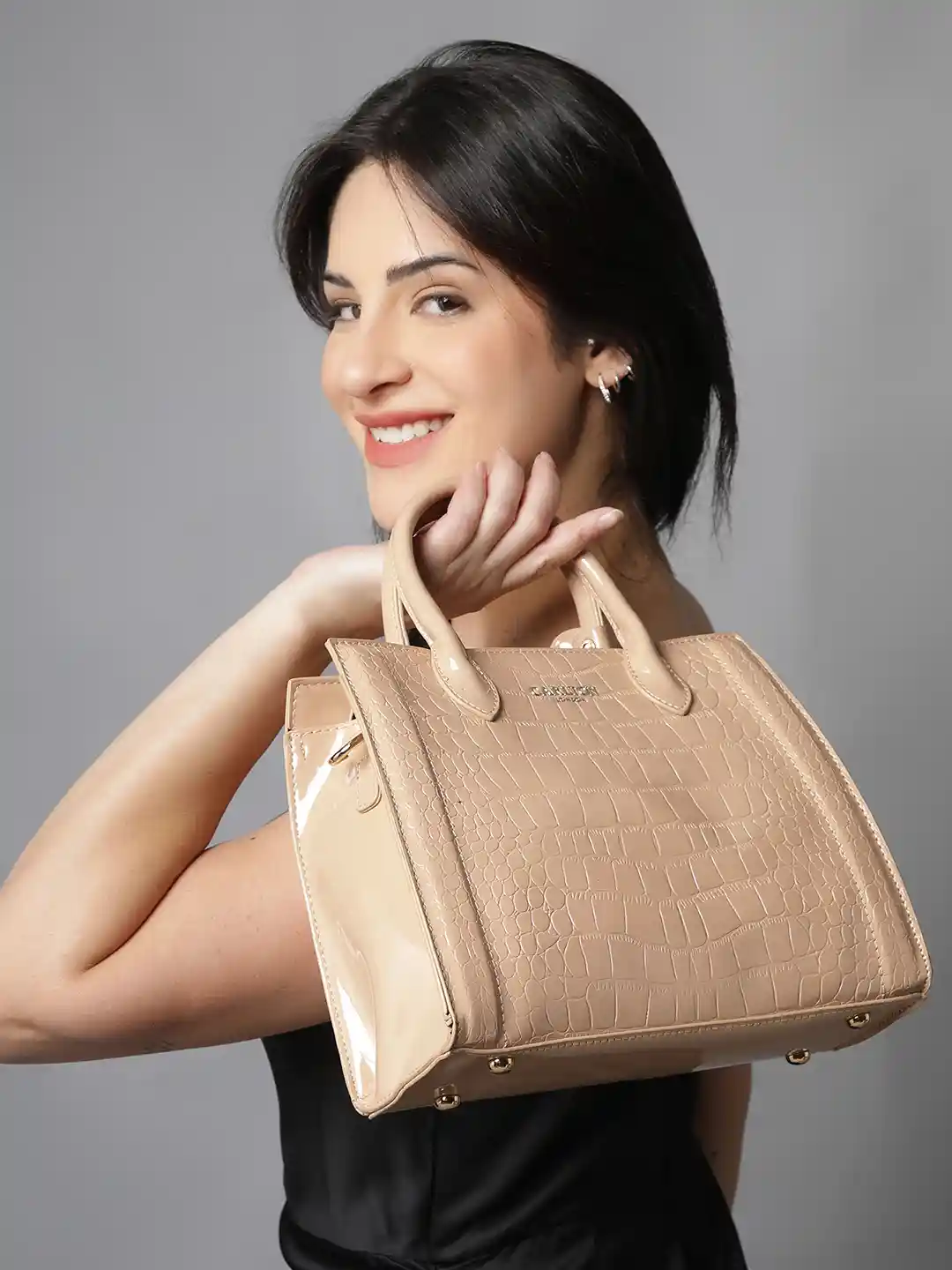 Buy Carlton London Women Textured Structured Handheld Bag