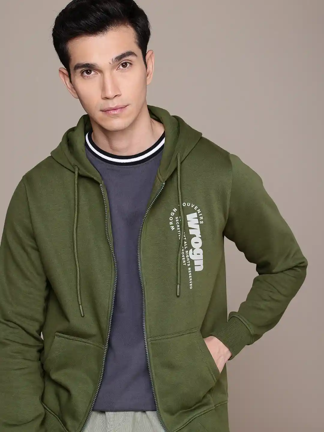 Buy WROGN Brand Logo Printed Hooded Sweatshirt Sweatshirts for