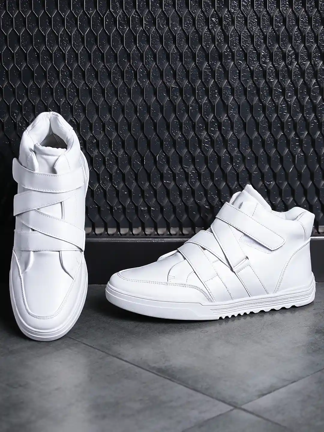 Buy WROGN Men White Solid Synthetic High-Top Sneakers Casual