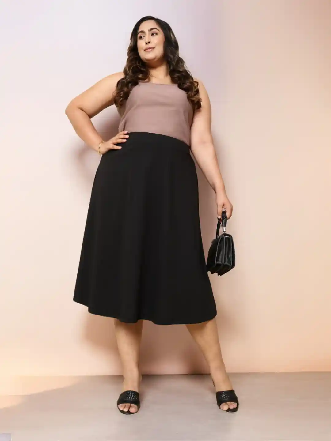 Amydus Plus Size A-Line Midi Skirt