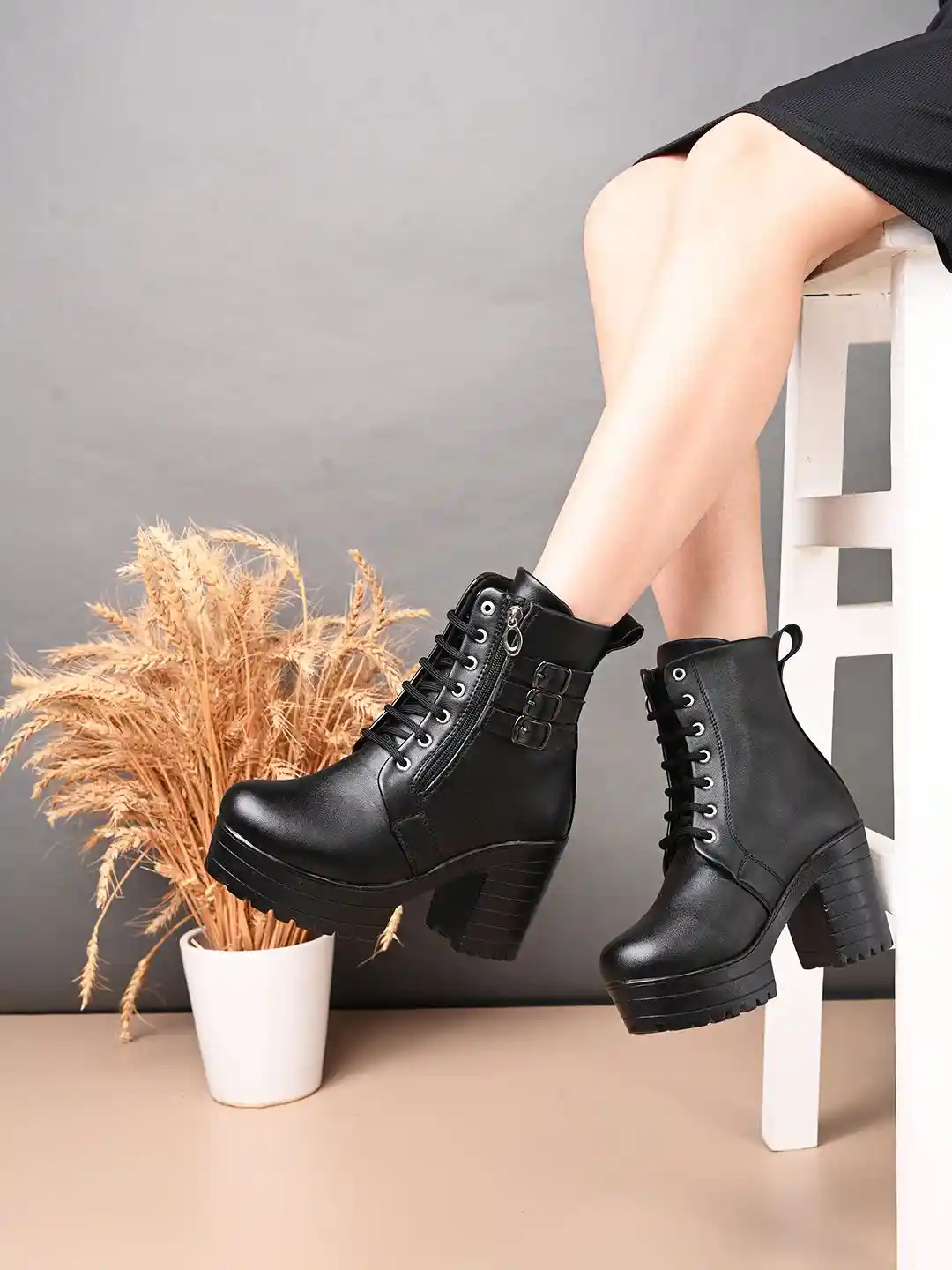 Chunky Shoe Boots Heels Demeter Chunky Heeled Platform Ankle Boots