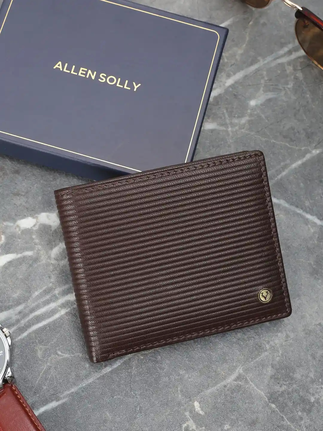 Buy Allen Solly Men Textured Leather Two Fold Wallet Wallets for