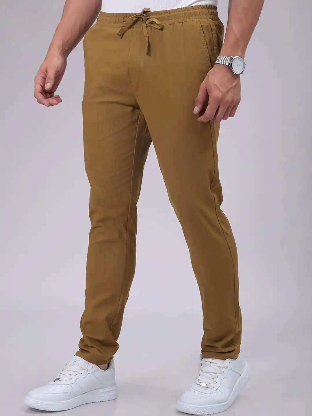 The Indian Garage Co Men Slim Fit Joggers Solid Trousers